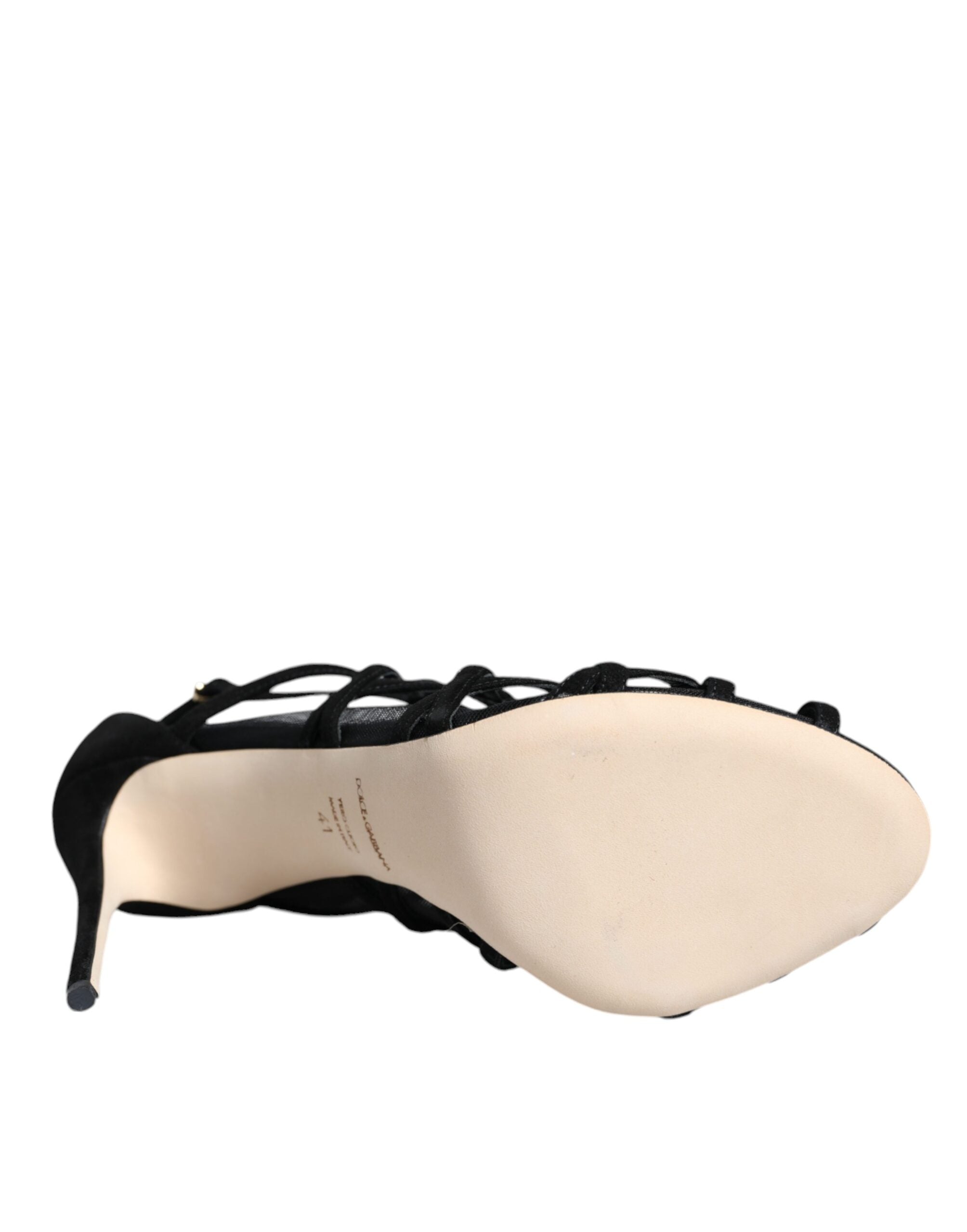 Dolce & Gabbana Black Tulle Stretch Heels Sandals Shoes -   -  Dolce & Gabbana.