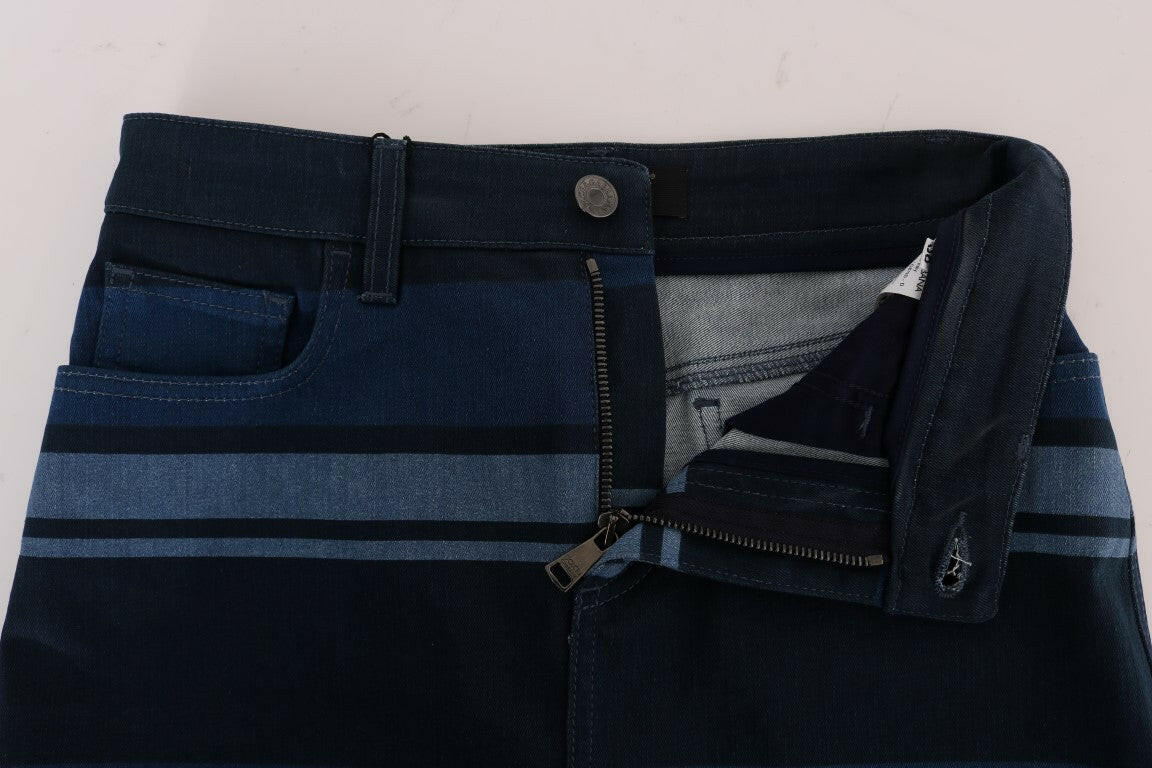 Dolce & Gabbana Blue Short striped Mini Denim Skirt -   -  Dolce & Gabbana.