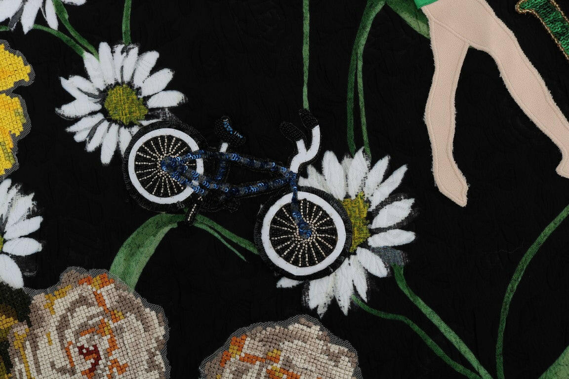 Dolce & Gabbana Black Embellished Daisy Brocade Skirt -   -  Dolce & Gabbana.