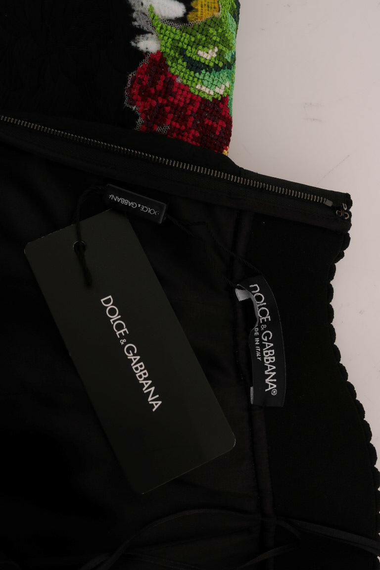 Dolce & Gabbana Black Embellished Daisy Brocade Skirt -   -  Dolce & Gabbana.