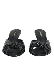 Dolce & Gabbana Black Leather Heels Slides Sandals Shoes -   -  Dolce & Gabbana.