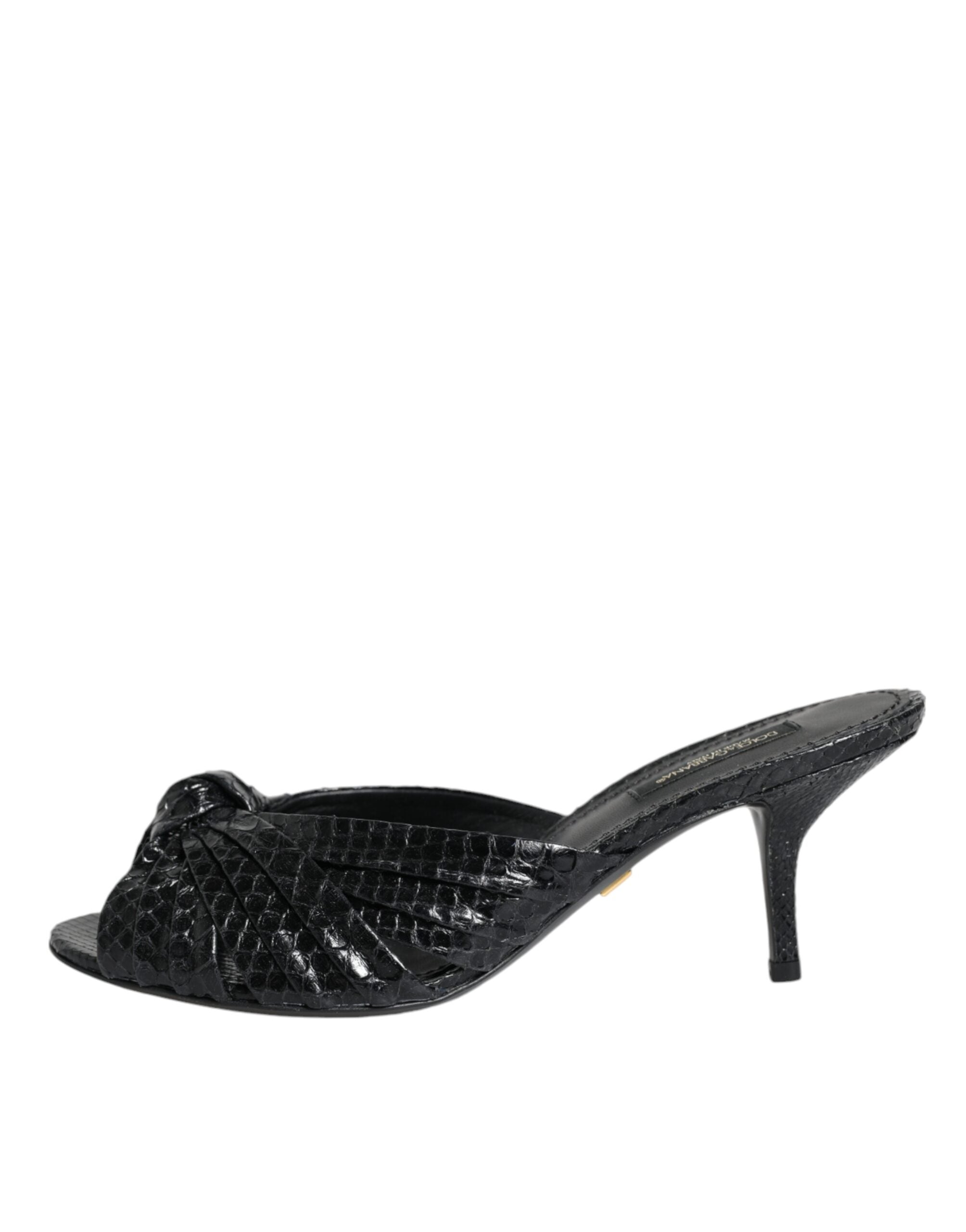 Dolce & Gabbana Black Leather Heels Slides Sandals Shoes -   -  Dolce & Gabbana.