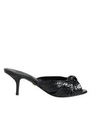Dolce & Gabbana Black Leather Heels Slides Sandals Shoes -   -  Dolce & Gabbana.