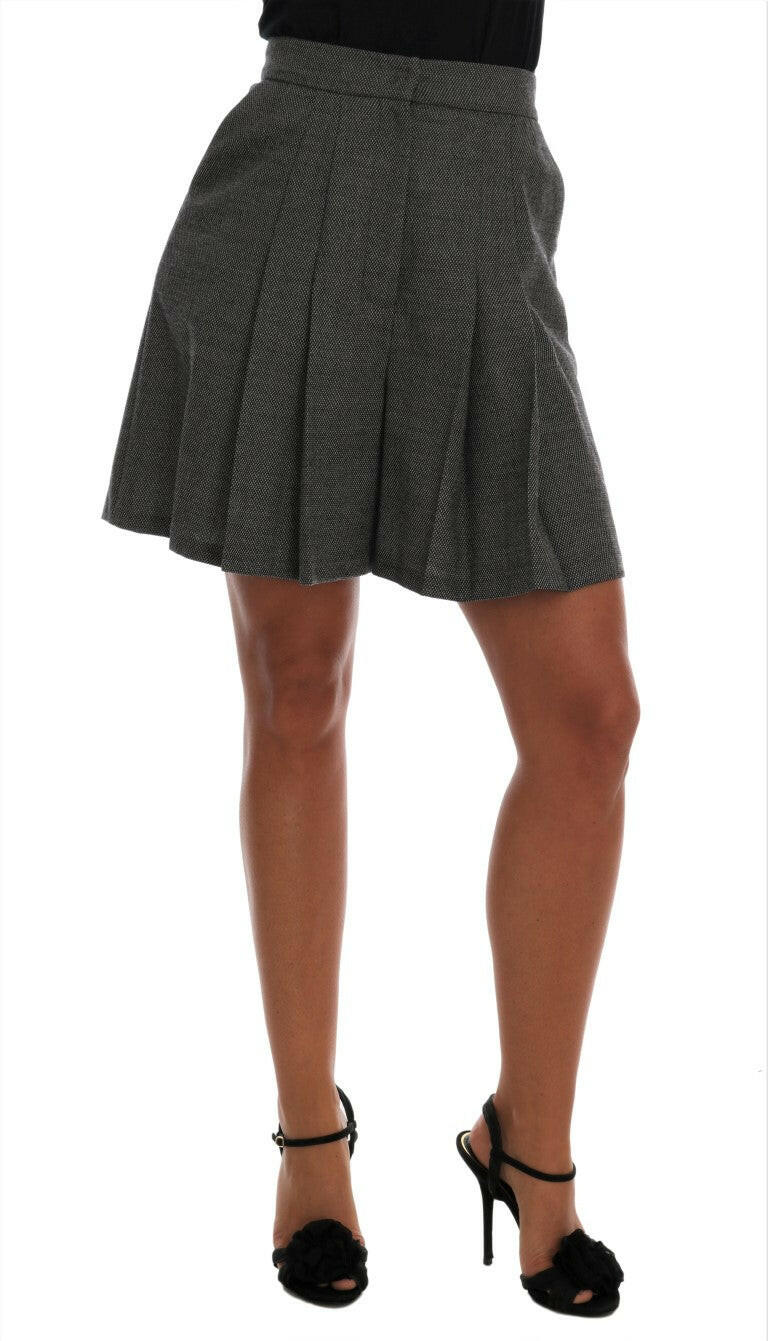 Dolce & Gabbana Gray Wool High Waist Mini Shorts -   -  Dolce & Gabbana.