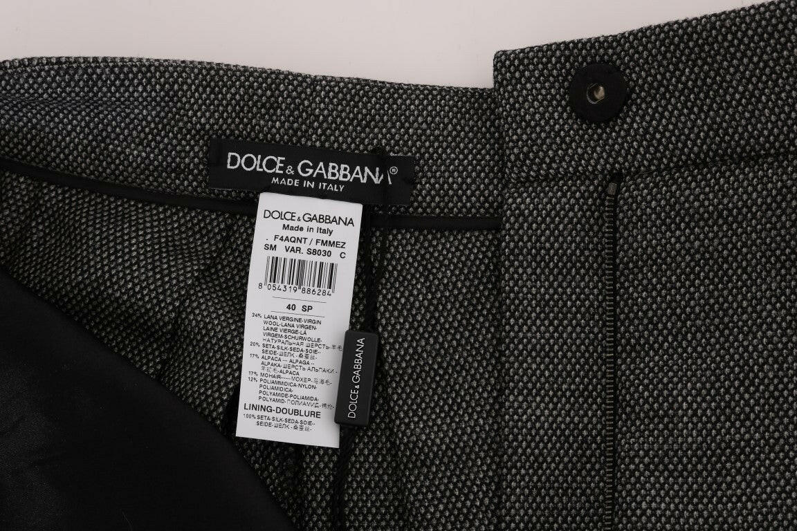 Dolce & Gabbana Gray Wool High Waist Mini Shorts -   -  Dolce & Gabbana.