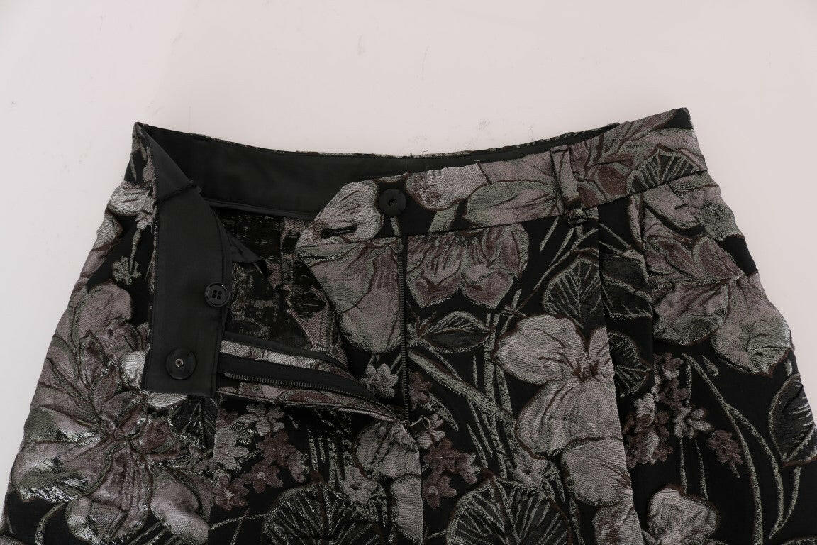 Dolce & Gabbana Gray Floral Brocade High Waist Shorts -   -  Dolce & Gabbana.
