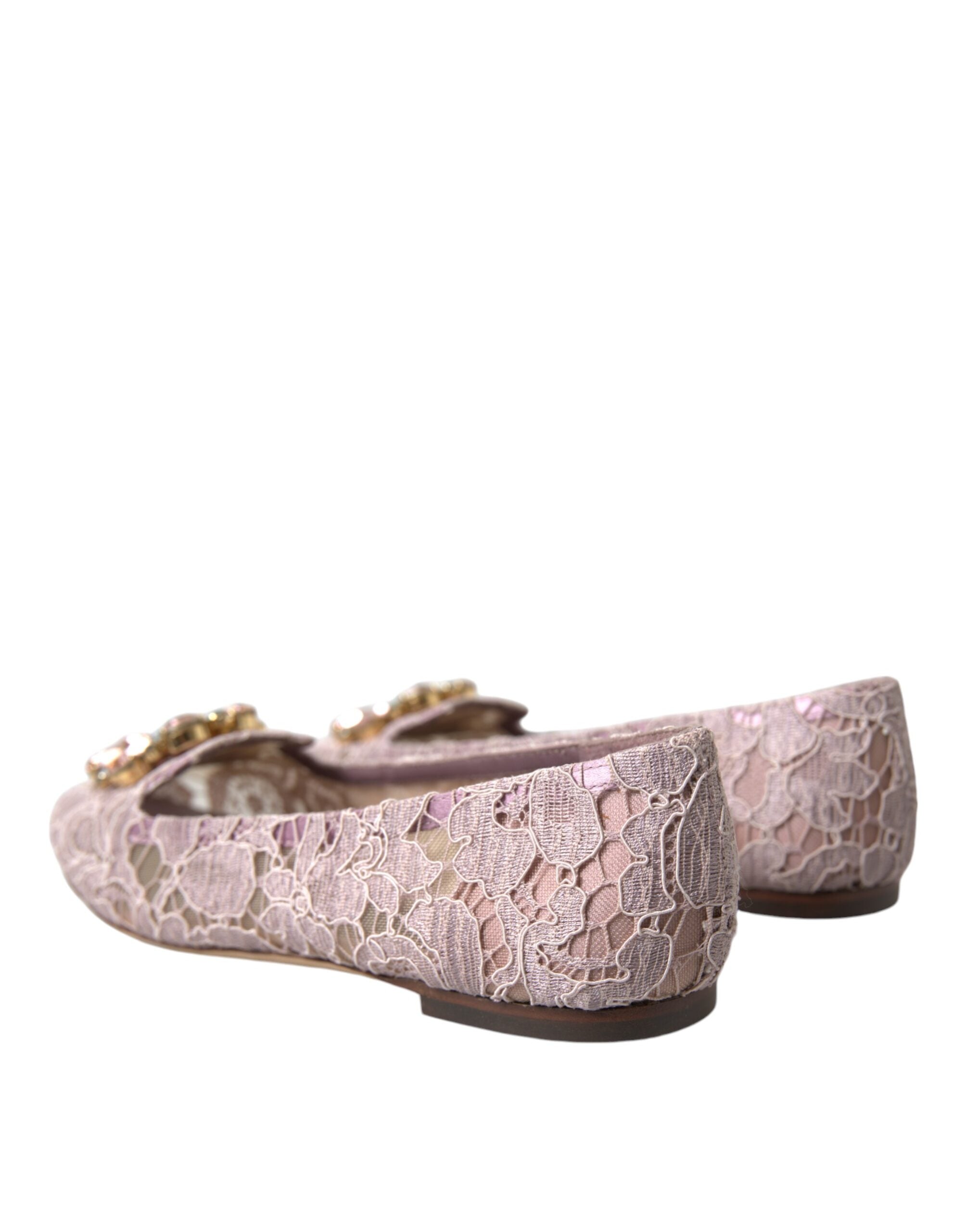 Dolce & Gabbana Pink Lace Crystal Ballet Flats Loafers Shoes -   -  Dolce & Gabbana.