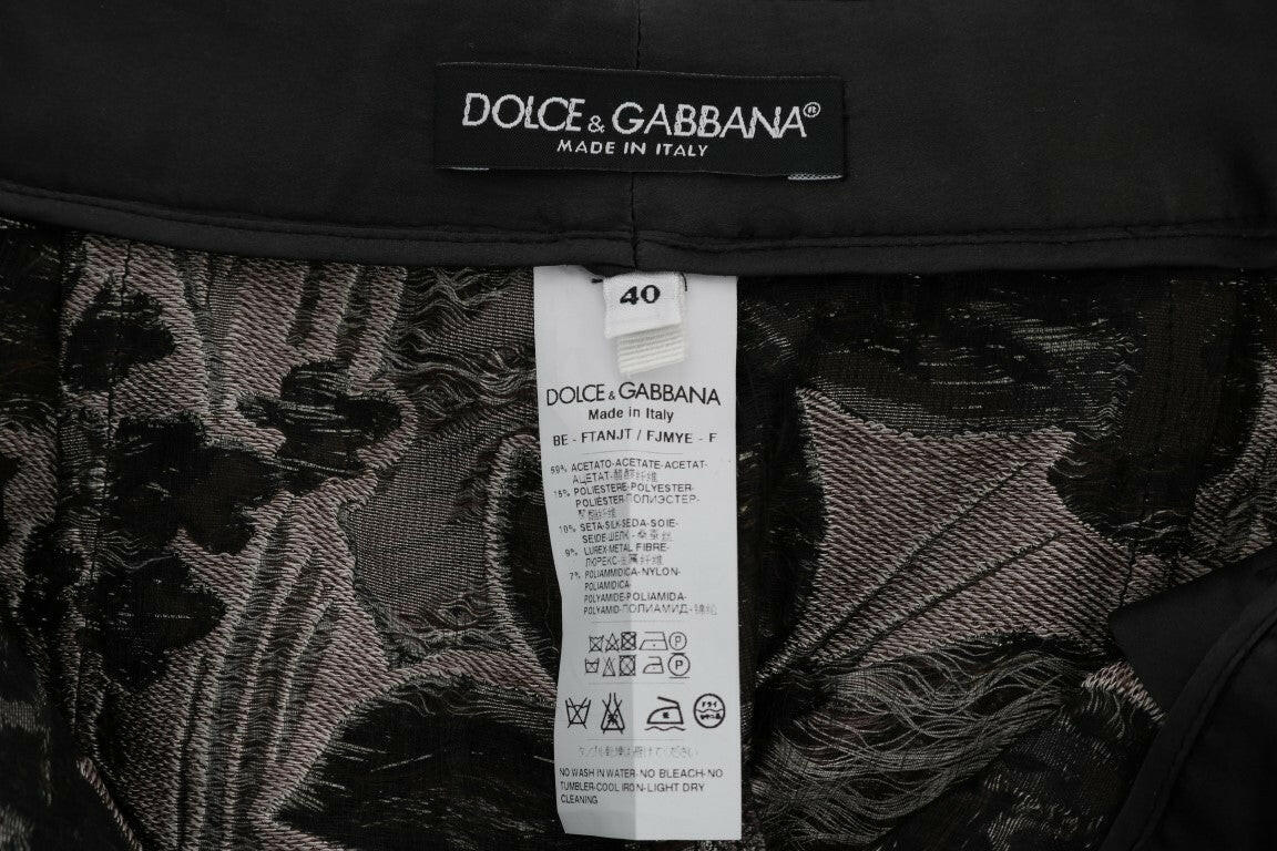 Dolce & Gabbana Gray Floral Brocade High Waist Shorts -   -  Dolce & Gabbana.