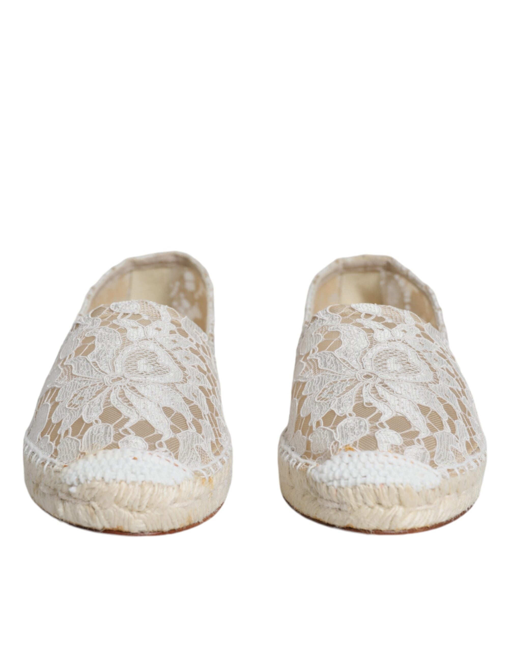 Dolce & Gabbana White Lace Viscose Espadrilles Flats Shoes -   -  Dolce & Gabbana.