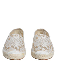 Dolce & Gabbana White Lace Viscose Espadrilles Flats Shoes -   -  Dolce & Gabbana.