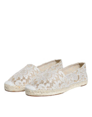Dolce & Gabbana White Lace Viscose Espadrilles Flats Shoes -   -  Dolce & Gabbana.