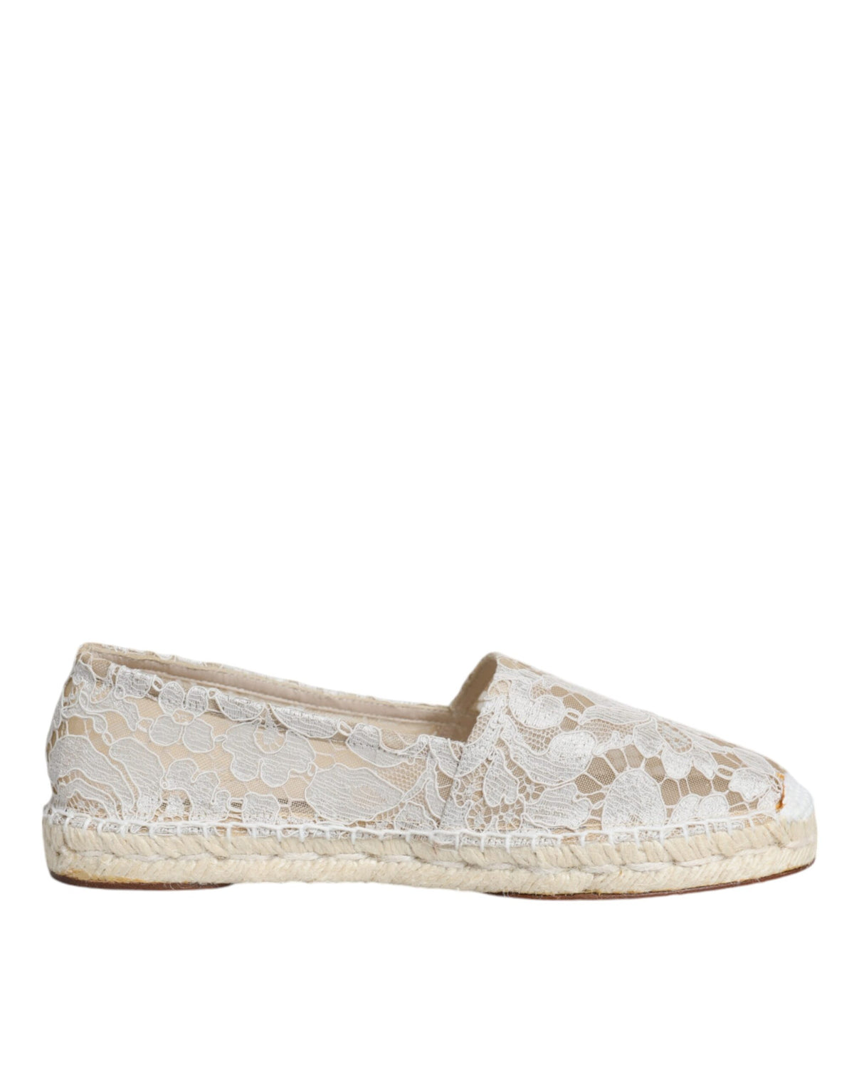 Dolce & Gabbana White Lace Viscose Espadrilles Flats Shoes -   -  Dolce & Gabbana.