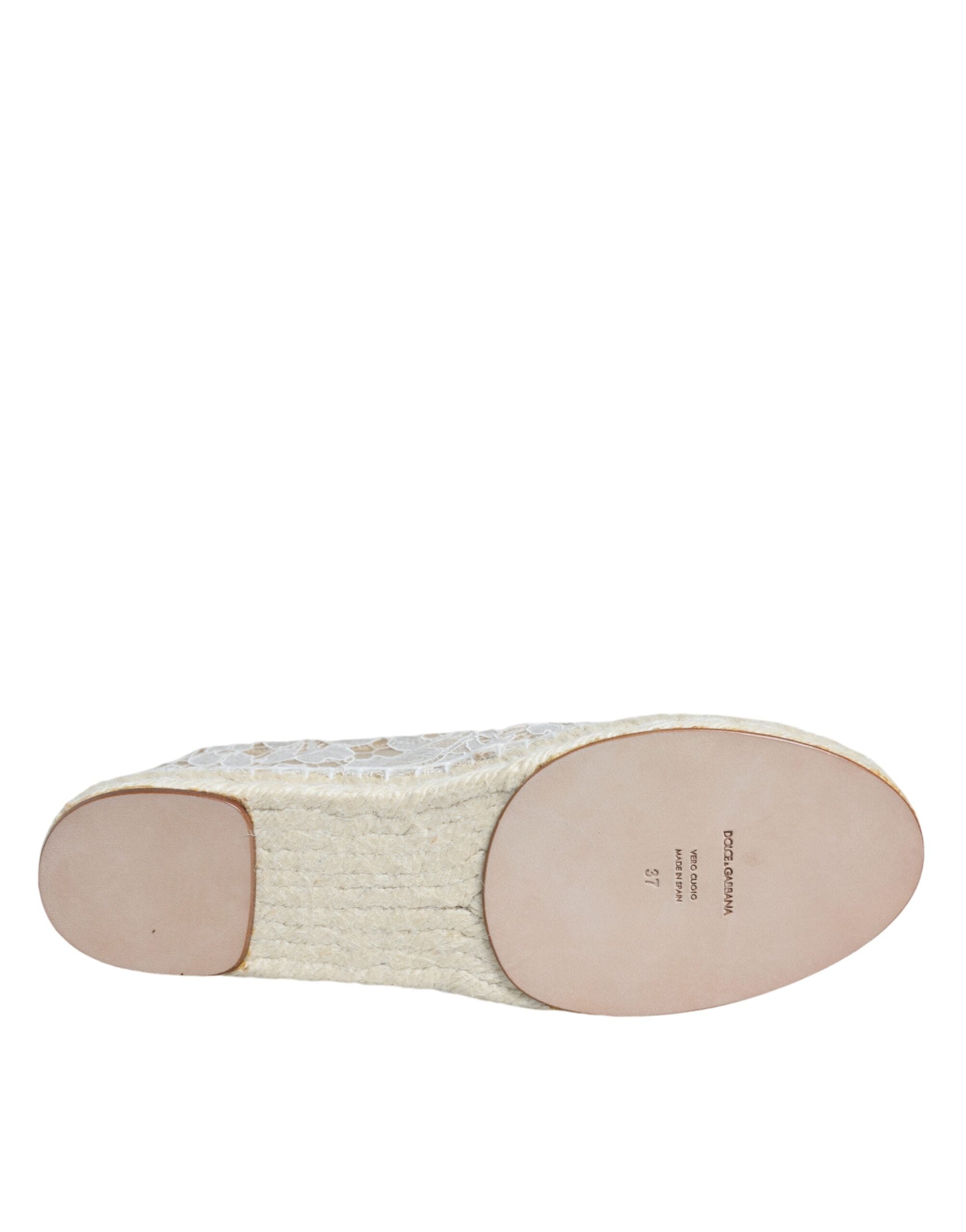 Dolce & Gabbana White Lace Viscose Espadrilles Flats Shoes -   -  Dolce & Gabbana.