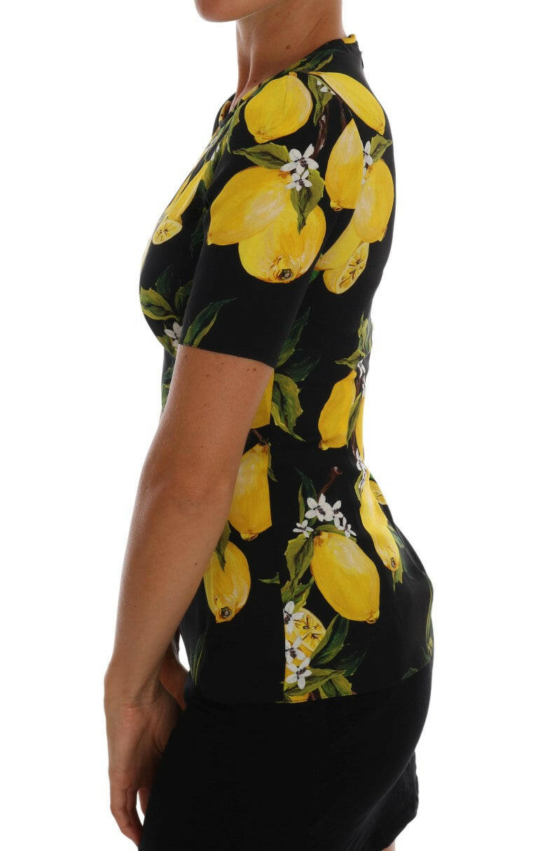 Dolce & Gabbana Multicolor Lemon Silk Stretch T-Shirt -   -  Dolce & Gabbana.