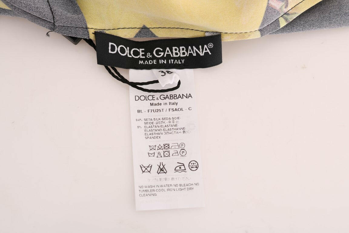 Dolce & Gabbana Multicolor Lemon Silk Stretch T-Shirt -   -  Dolce & Gabbana.