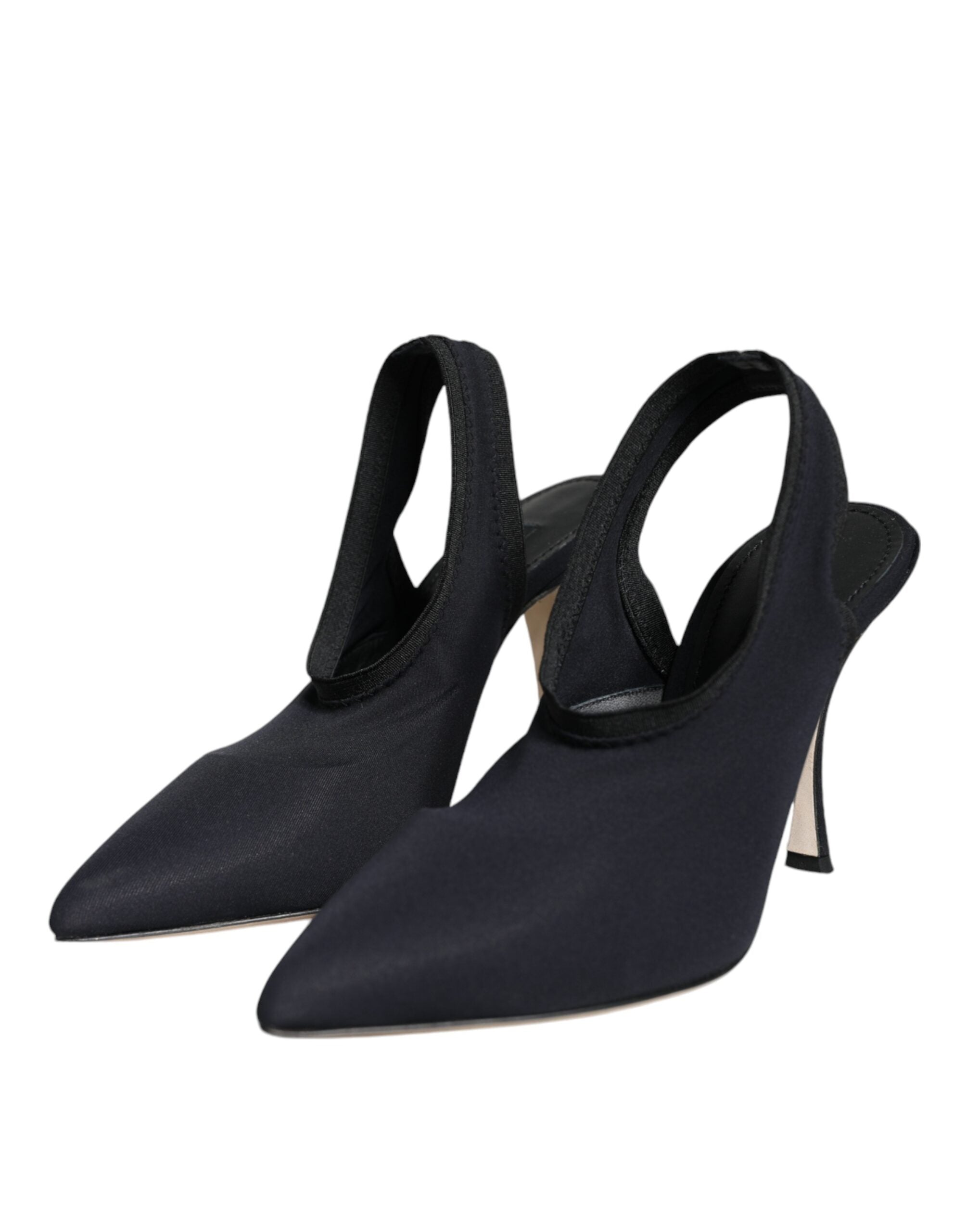 Dolce & Gabbana Black Jersey Stretch Heels Slingback Shoes -   -  Dolce & Gabbana.