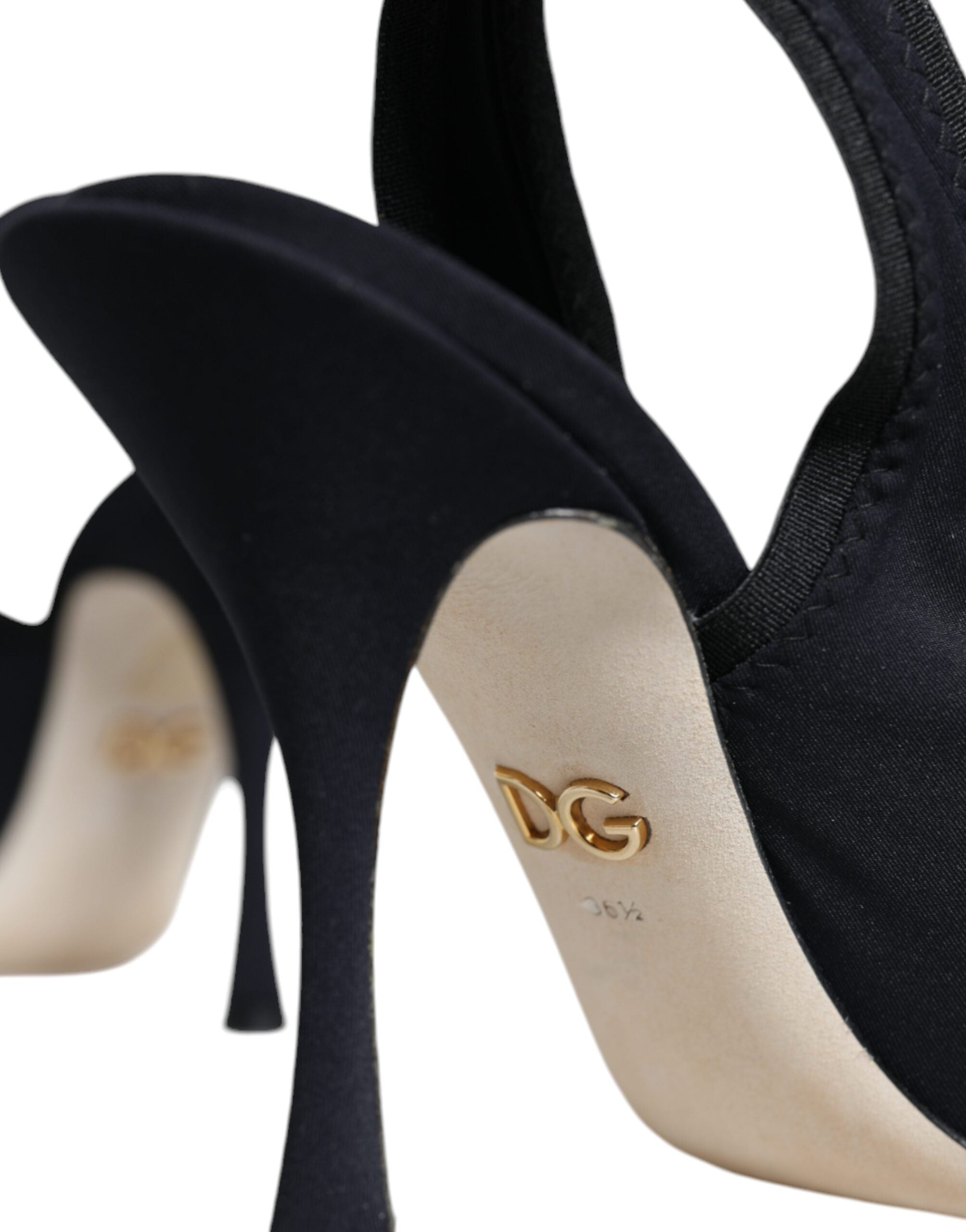 Dolce & Gabbana Black Jersey Stretch Heels Slingback Shoes -   -  Dolce & Gabbana.