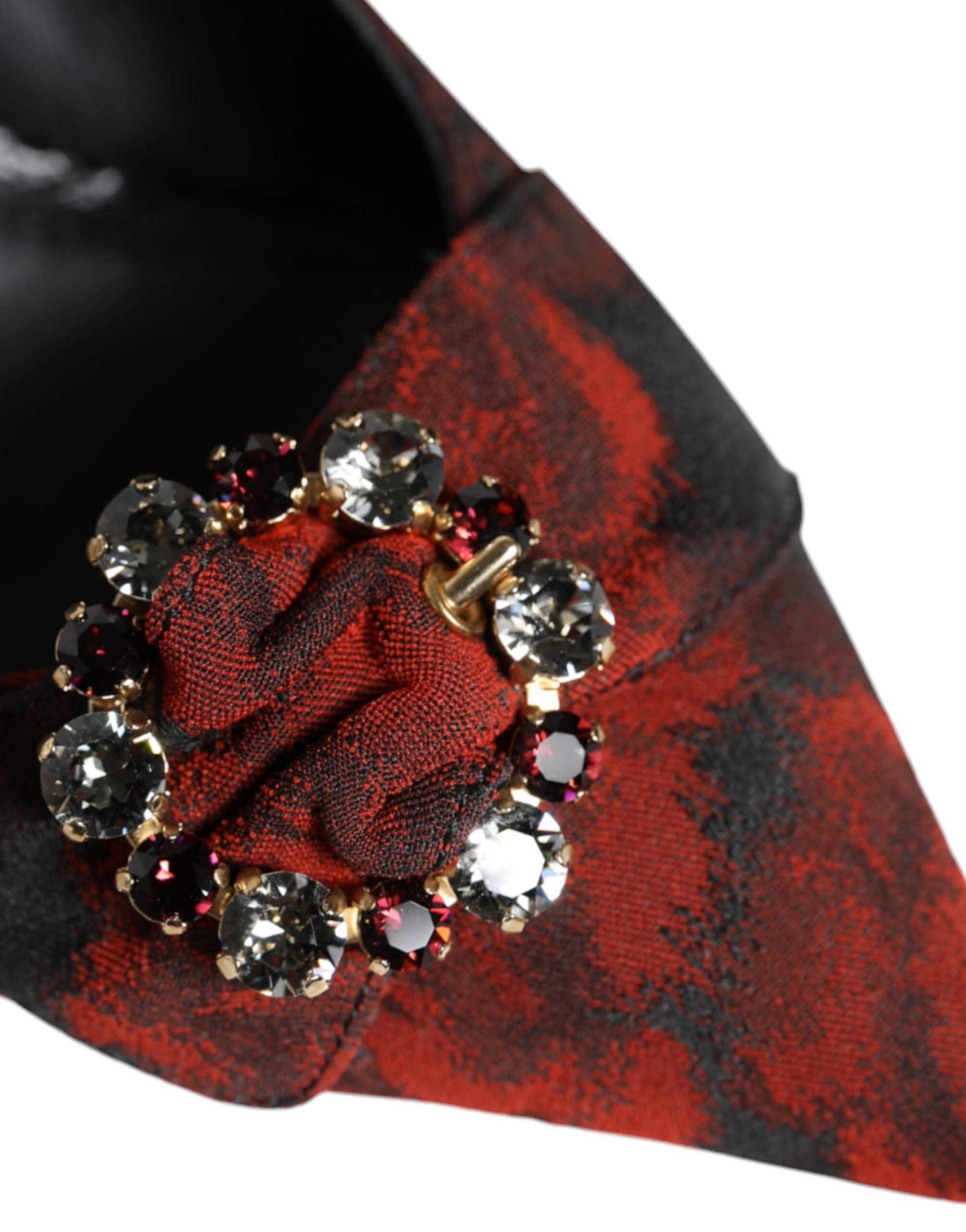 Dolce & Gabbana Black Red Floral Crystal Heel Slingback Shoes -   -  Dolce & Gabbana.