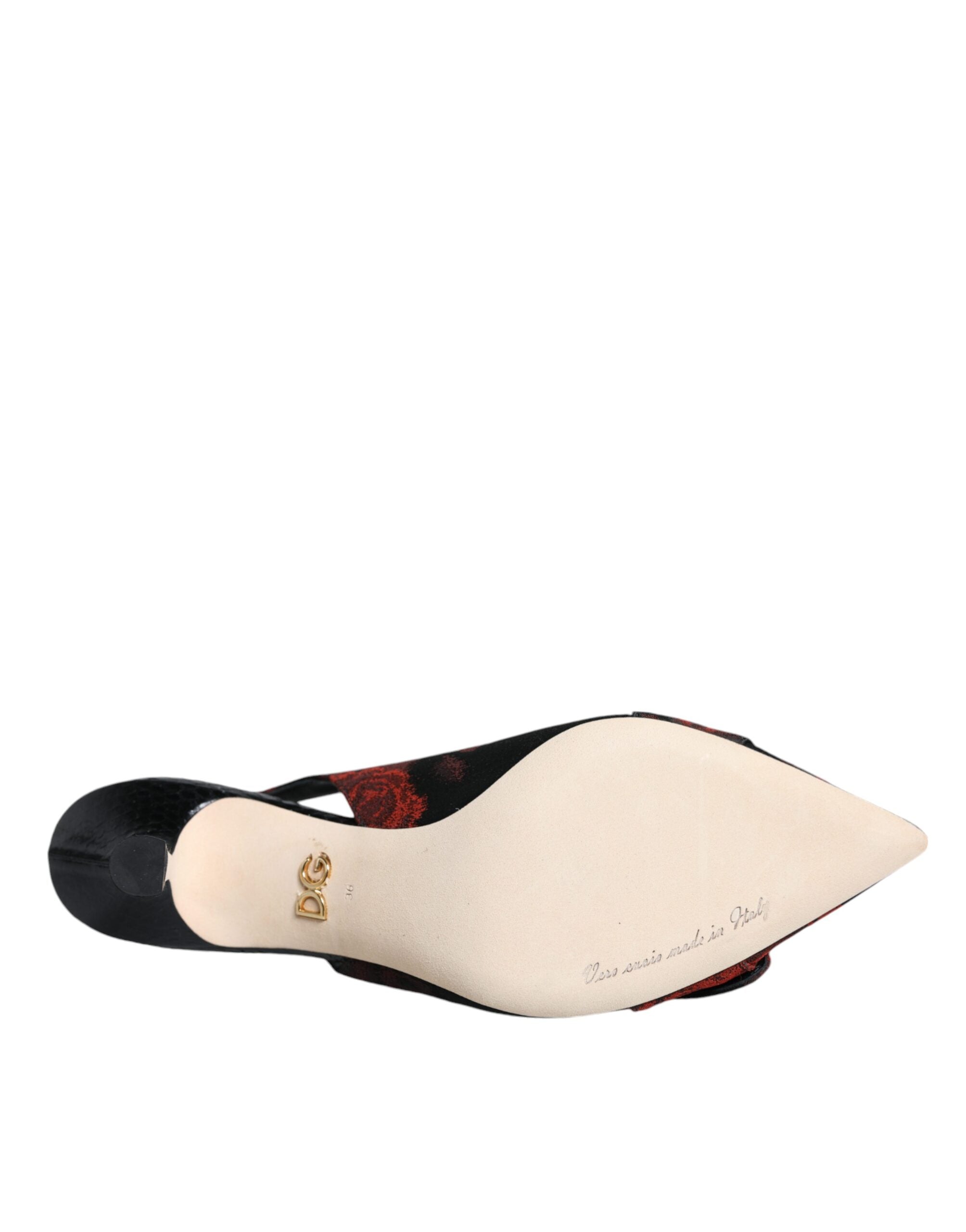 Dolce & Gabbana Black Red Floral Crystal Heel Slingback Shoes -   -  Dolce & Gabbana.