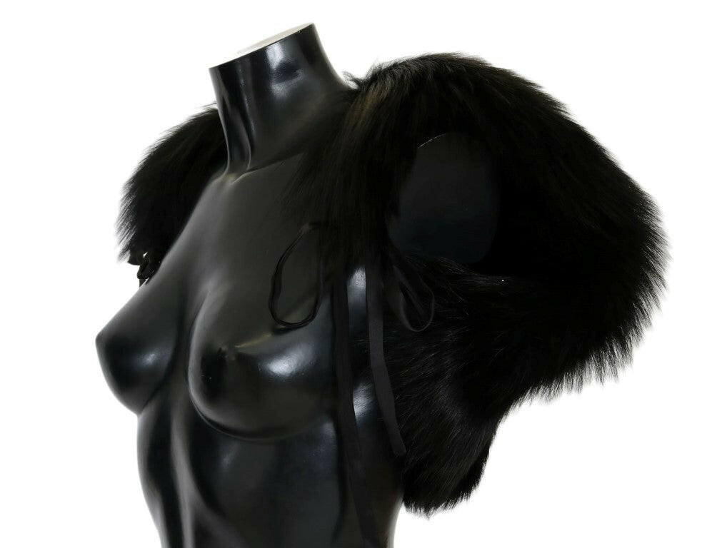 Dolce & Gabbana Black Silver Fox Fur Scarf -   -  Dolce & Gabbana.