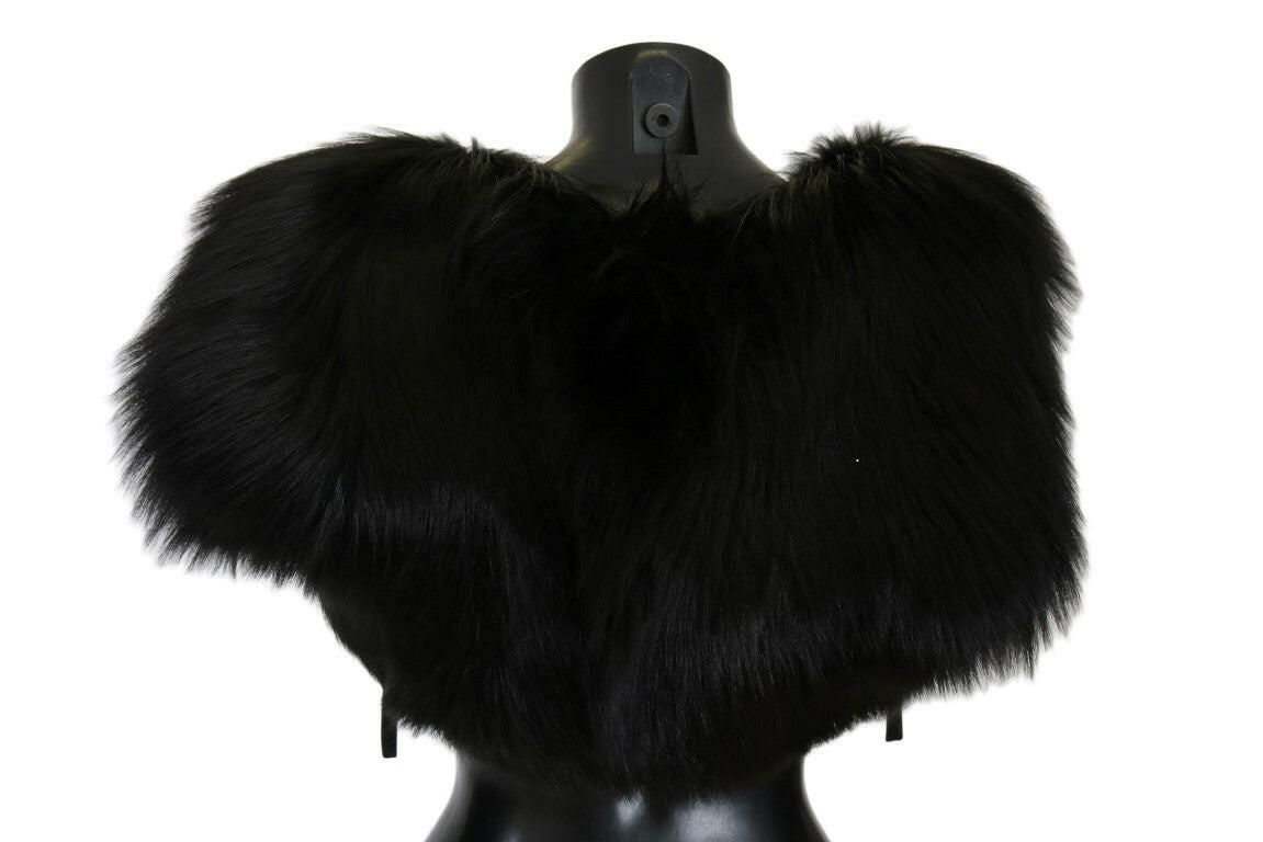 Dolce & Gabbana Black Silver Fox Fur Scarf -   -  Dolce & Gabbana.