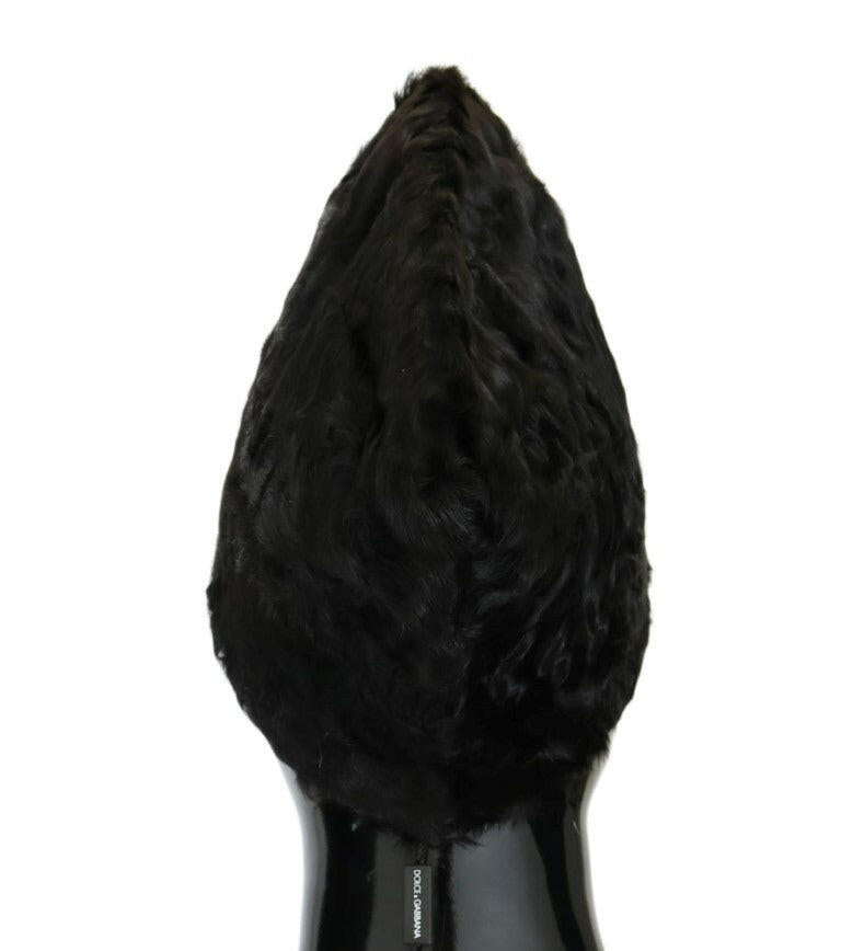 Dolce & Gabbana Black Xiangao Lamb Fur Beanie -   -  Dolce & Gabbana.