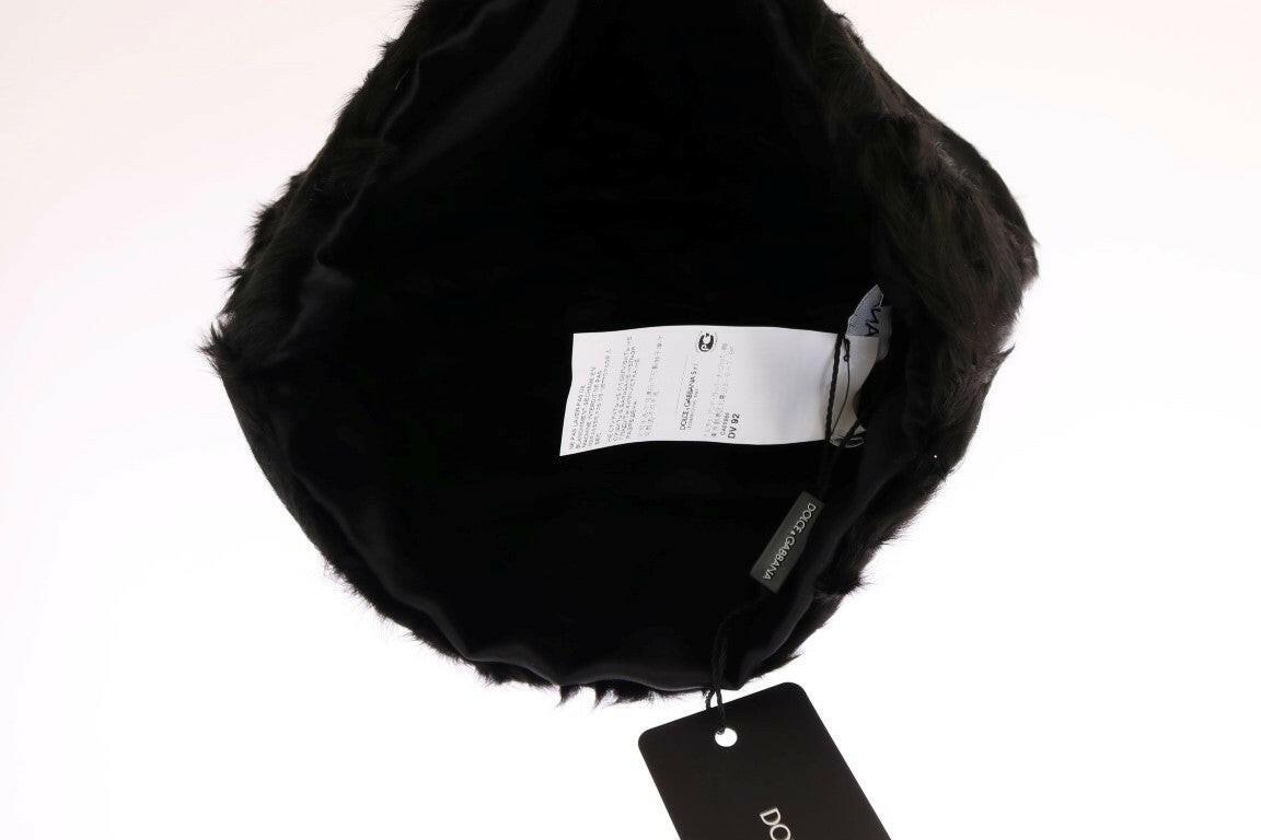 Dolce & Gabbana Black Xiangao Lamb Fur Beanie -   -  Dolce & Gabbana.