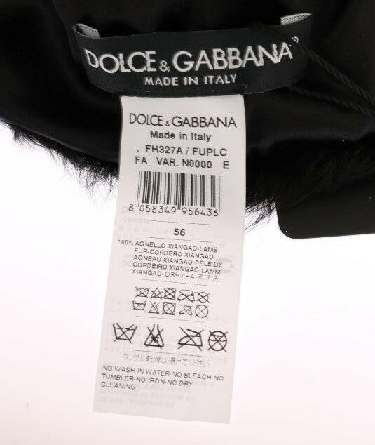 Dolce & Gabbana Black Xiangao Lamb Fur Beanie -   -  Dolce & Gabbana.