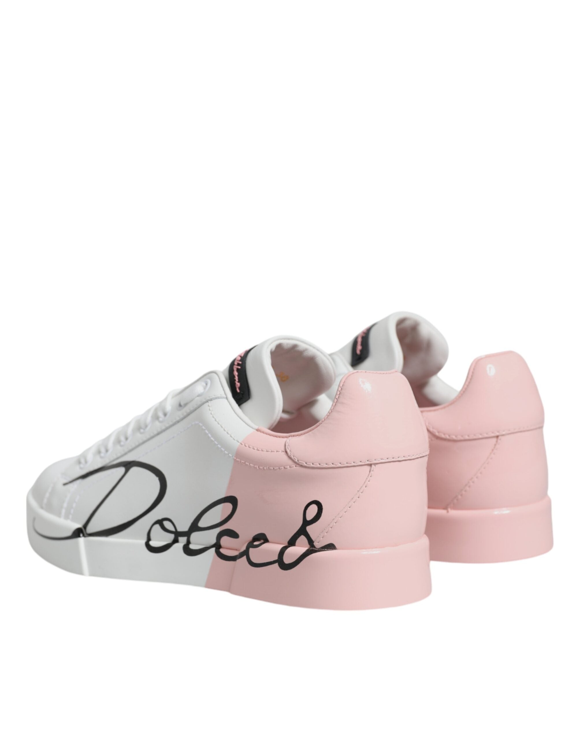 Dolce & Gabbana White Pink Portofino Low Top Sneakers Shoes -   -  Dolce & Gabbana.