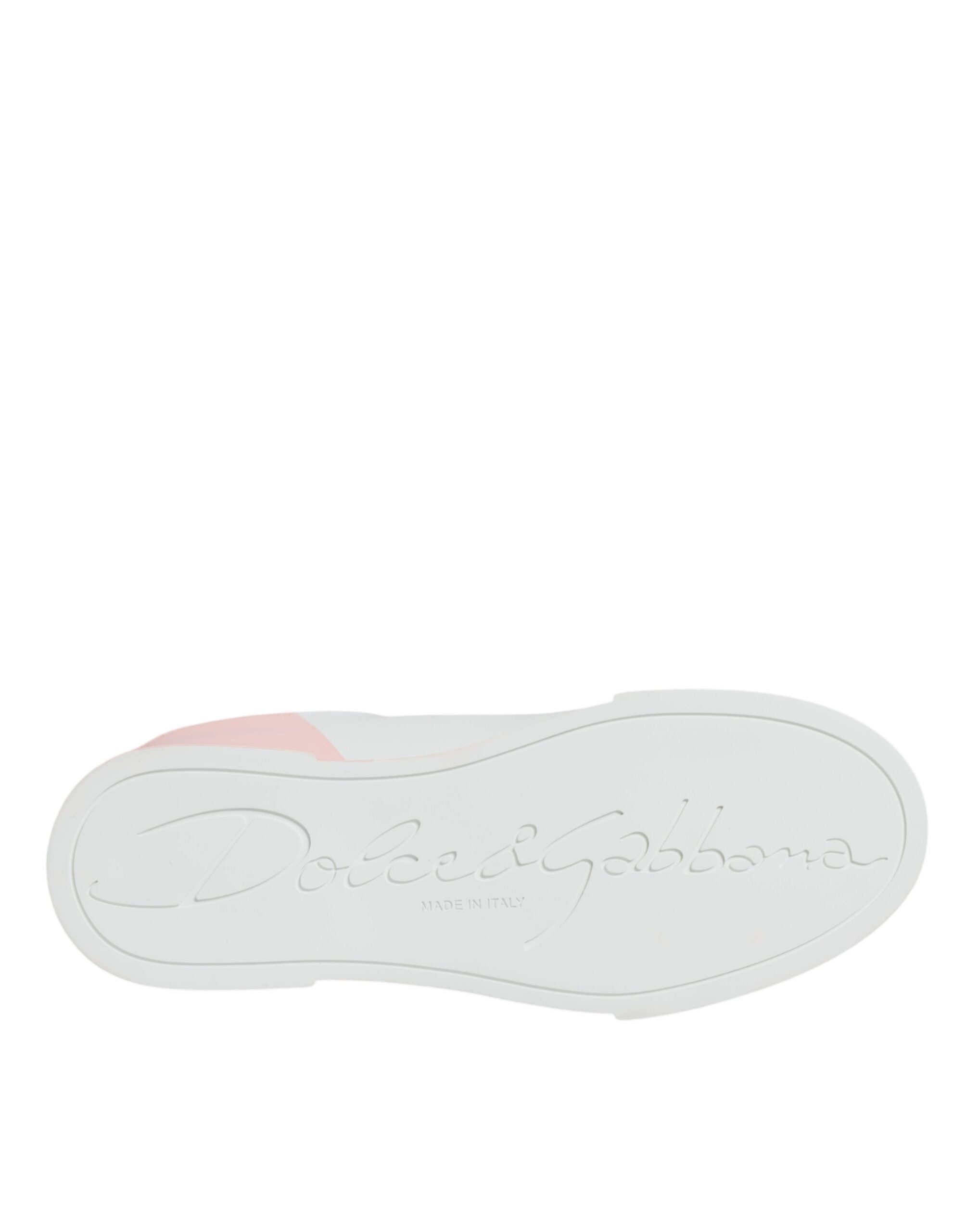 Dolce & Gabbana White Pink Portofino Low Top Sneakers Shoes -   -  Dolce & Gabbana.