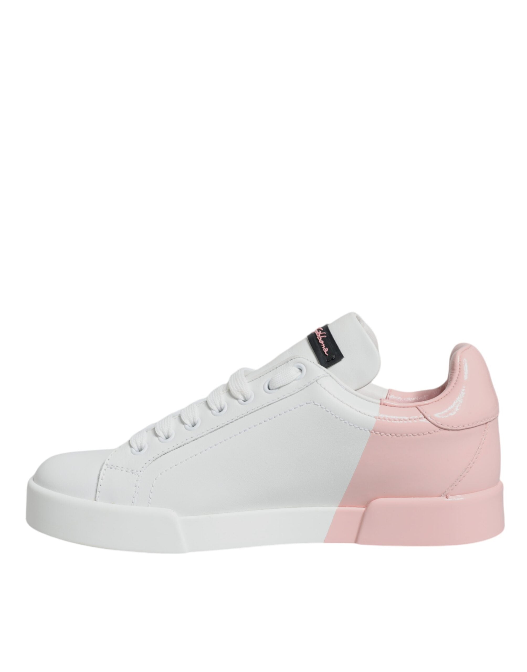 Dolce & Gabbana White Pink Portofino Low Top Sneakers Shoes -   -  Dolce & Gabbana.