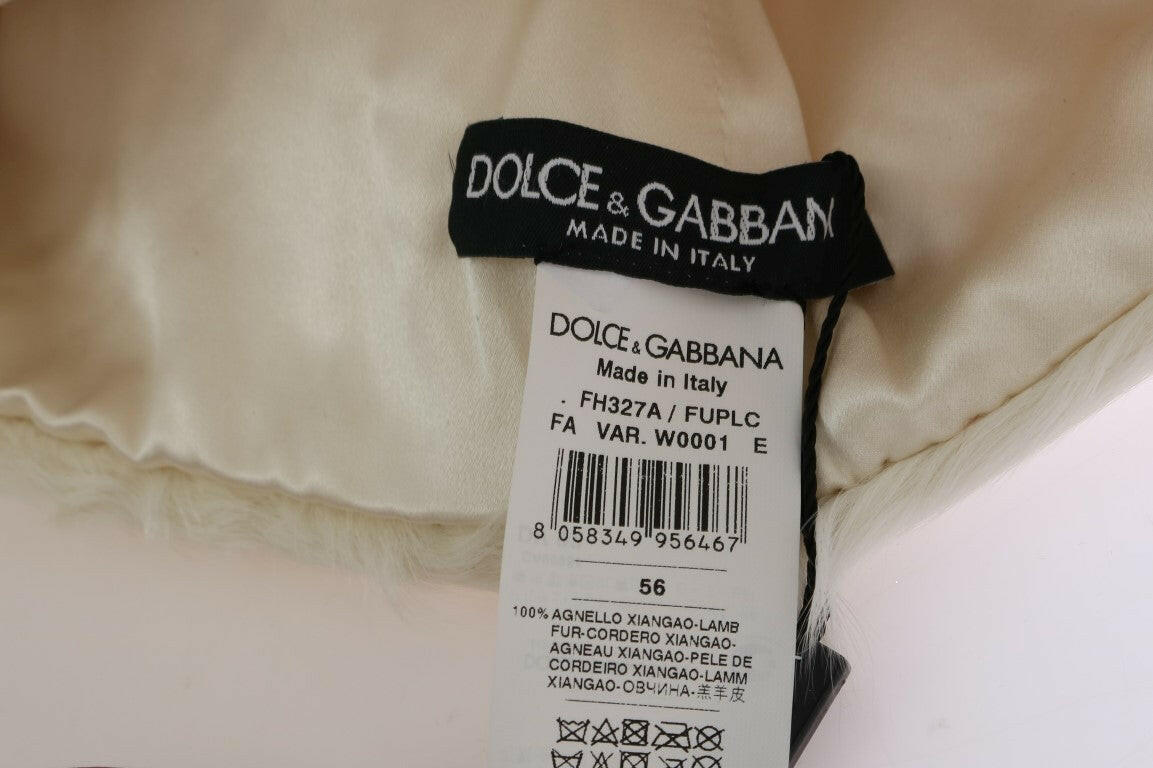 Dolce & Gabbana White Xiangao Lamb Fur Beanie -   -  Dolce & Gabbana.