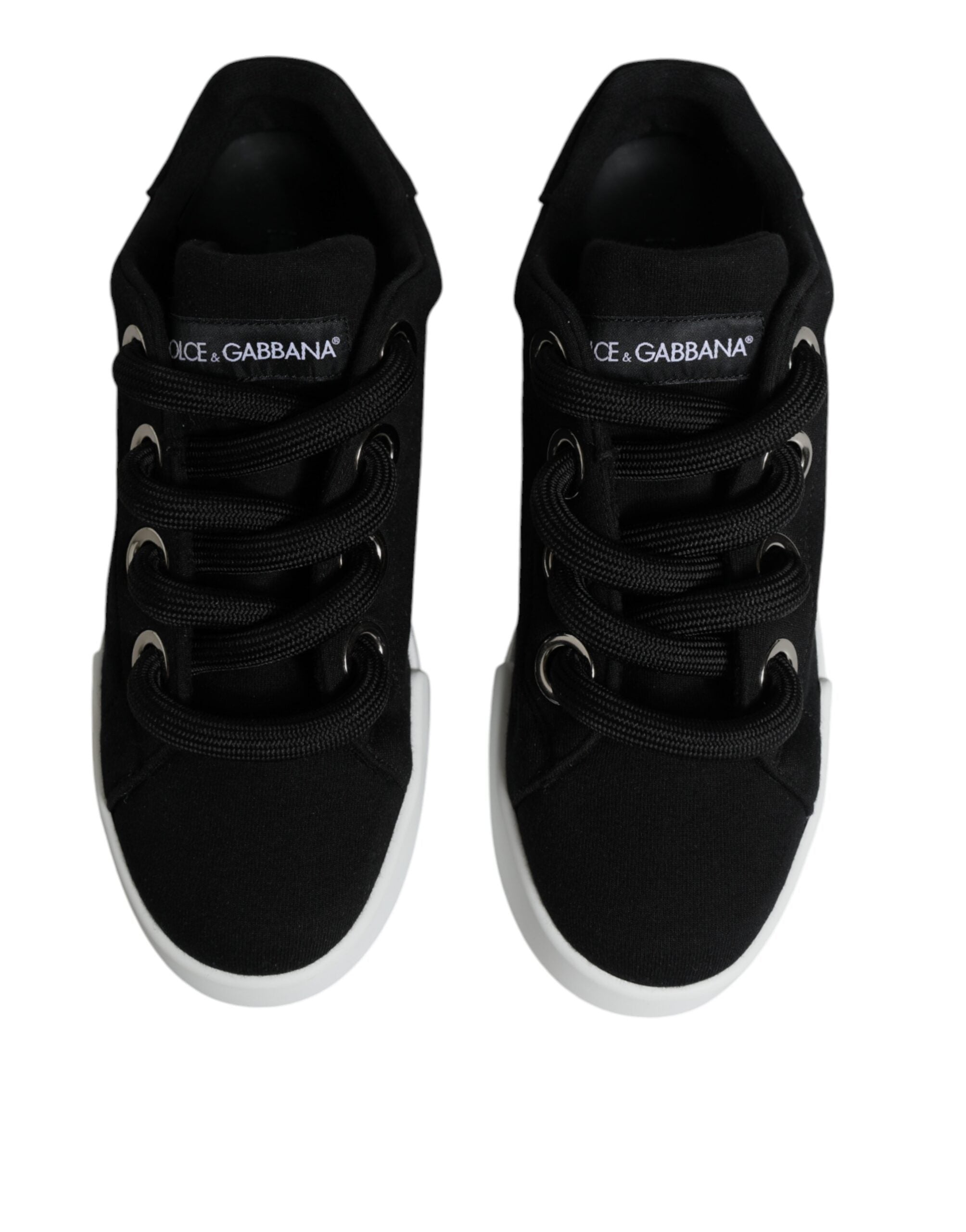 Dolce & Gabbana Black White Portofino Low Top Sneakers Shoes -   -  Dolce & Gabbana.