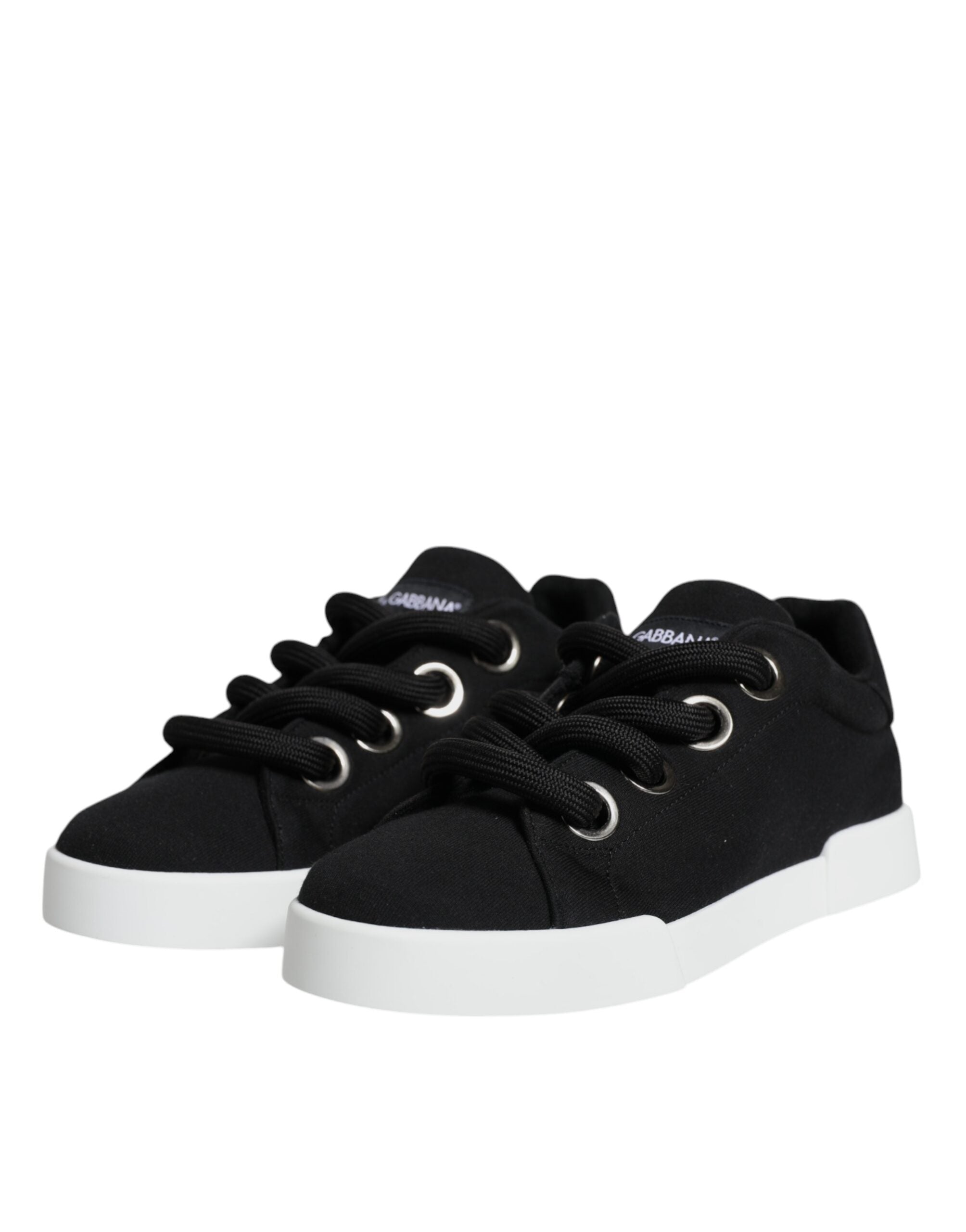 Dolce & Gabbana Black White Portofino Low Top Sneakers Shoes -   -  Dolce & Gabbana.