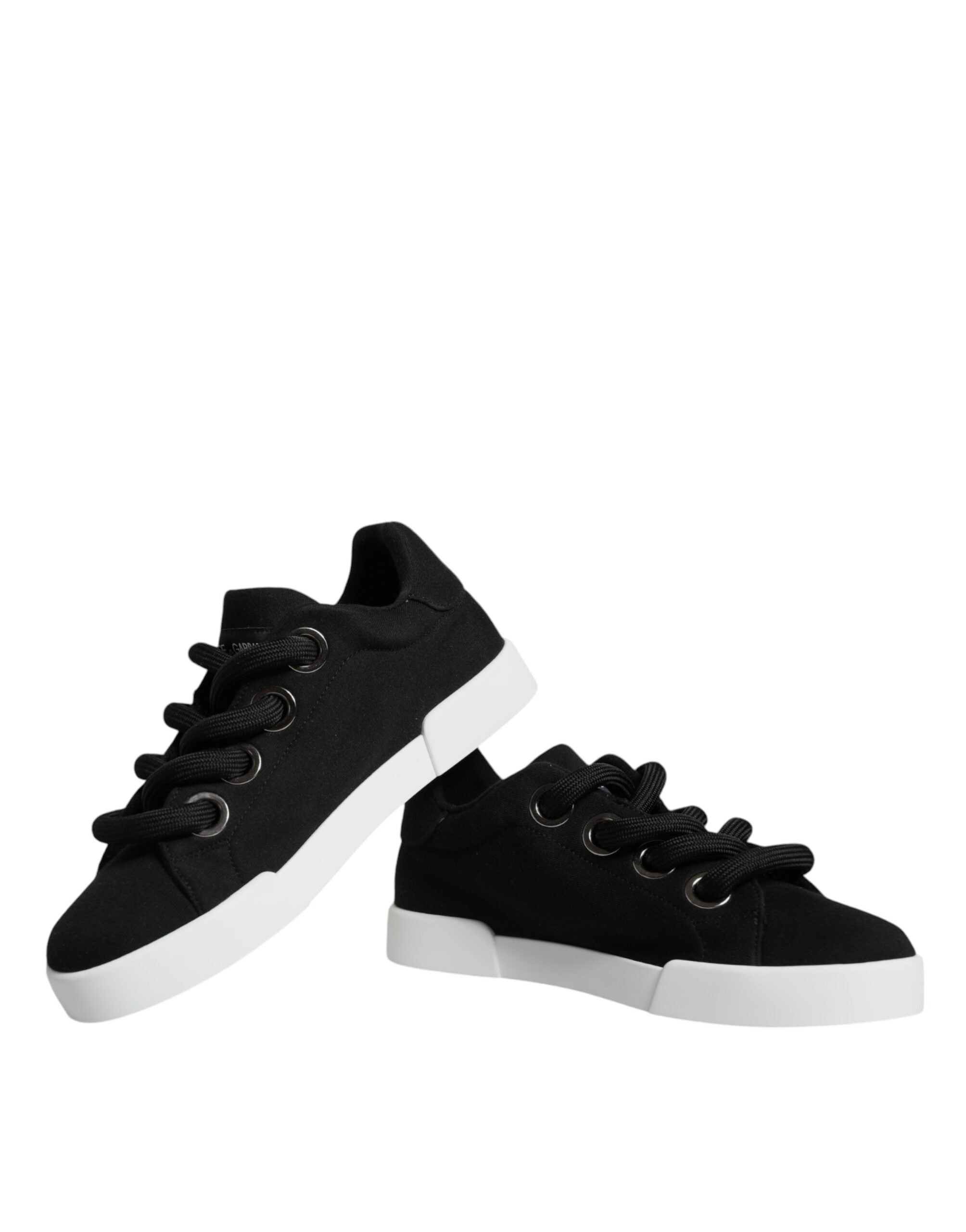 Dolce & Gabbana Black White Portofino Low Top Sneakers Shoes -   -  Dolce & Gabbana.