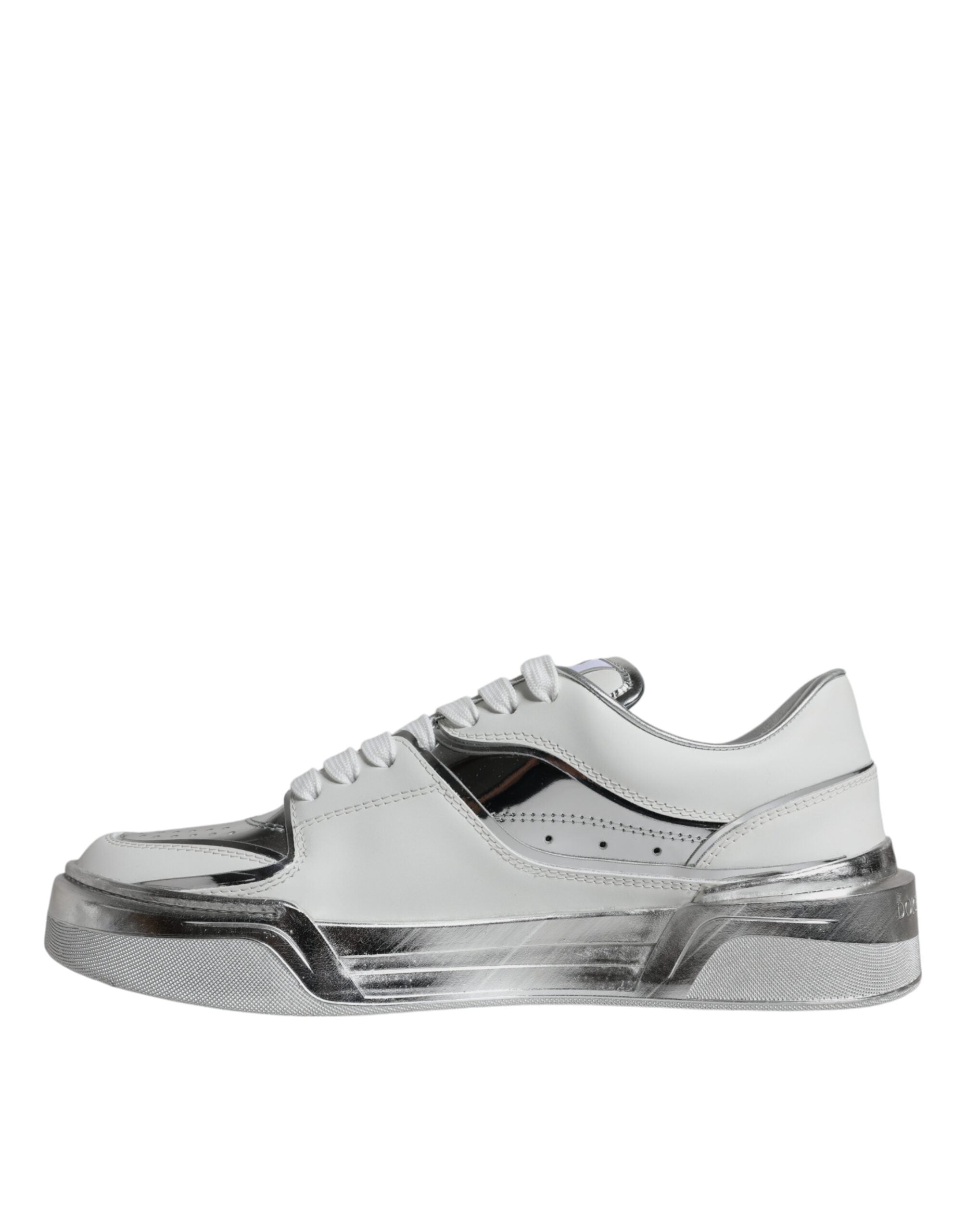 Dolce & Gabbana White Silver Leather Low Top Sneakers Shoes -   -  Dolce & Gabbana.
