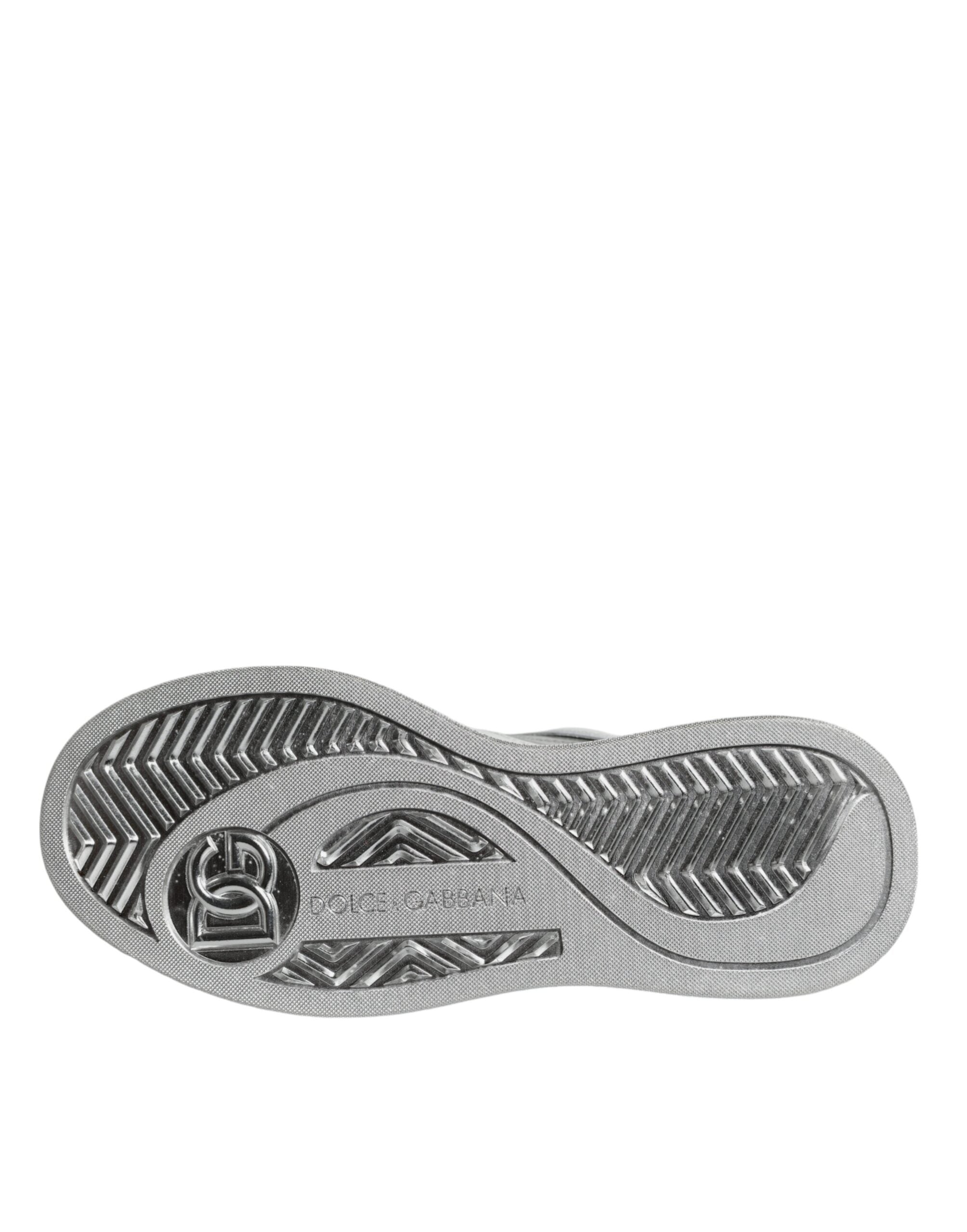 Dolce & Gabbana White Silver Leather Low Top Sneakers Shoes -   -  Dolce & Gabbana.