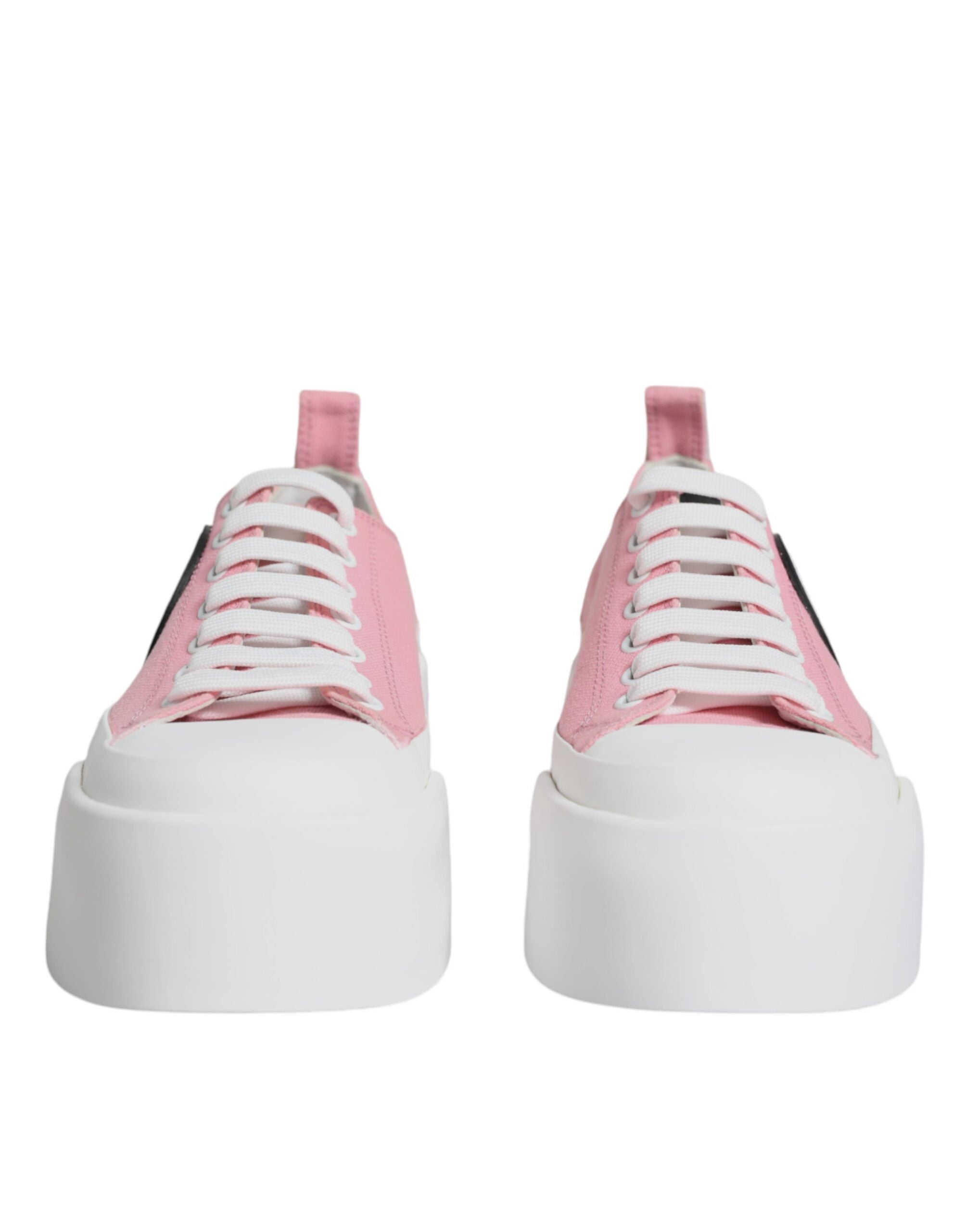 Dolce & Gabbana Pink White Canvas Logo Low Top Sneakers Shoes -   -  Dolce & Gabbana.
