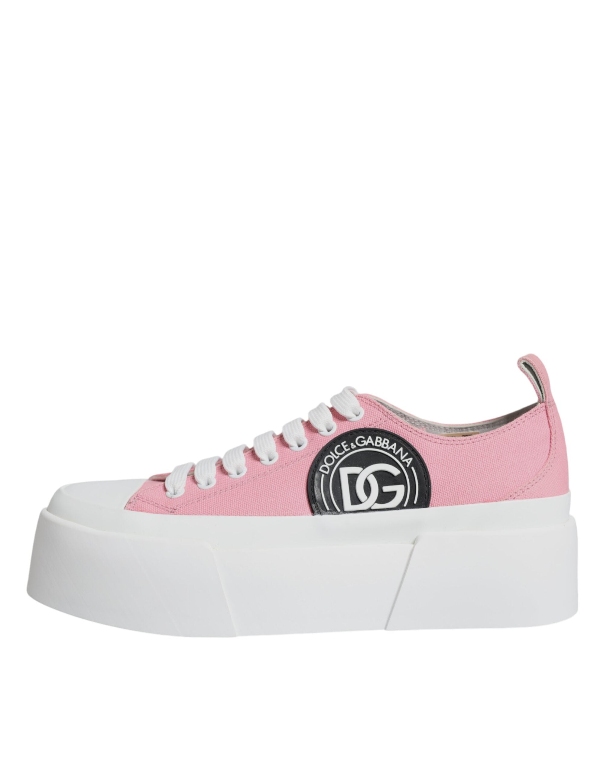 Dolce & Gabbana Pink White Canvas Logo Low Top Sneakers Shoes -   -  Dolce & Gabbana.