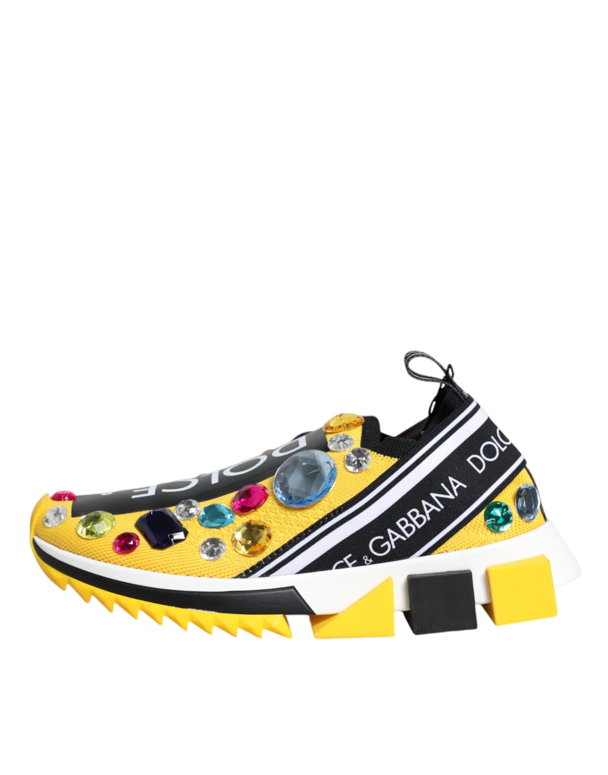 Dolce & Gabbana Yellow Sorrento Crystals Low Top Sneakers Shoes -   -  Dolce & Gabbana.