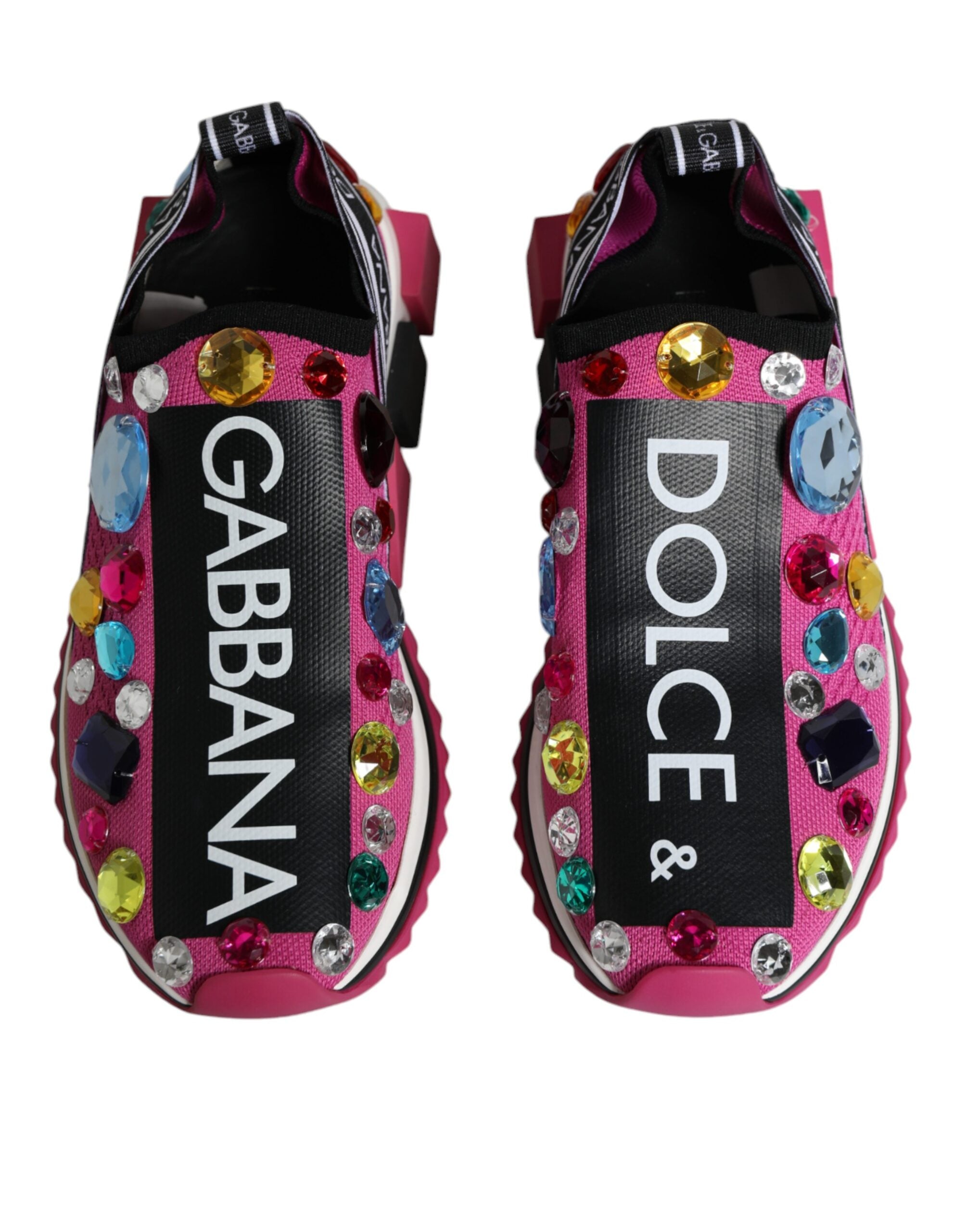 Dolce & Gabbana Pink Sorrento Crystals Low Top Sneakers Shoes -   -  Dolce & Gabbana.