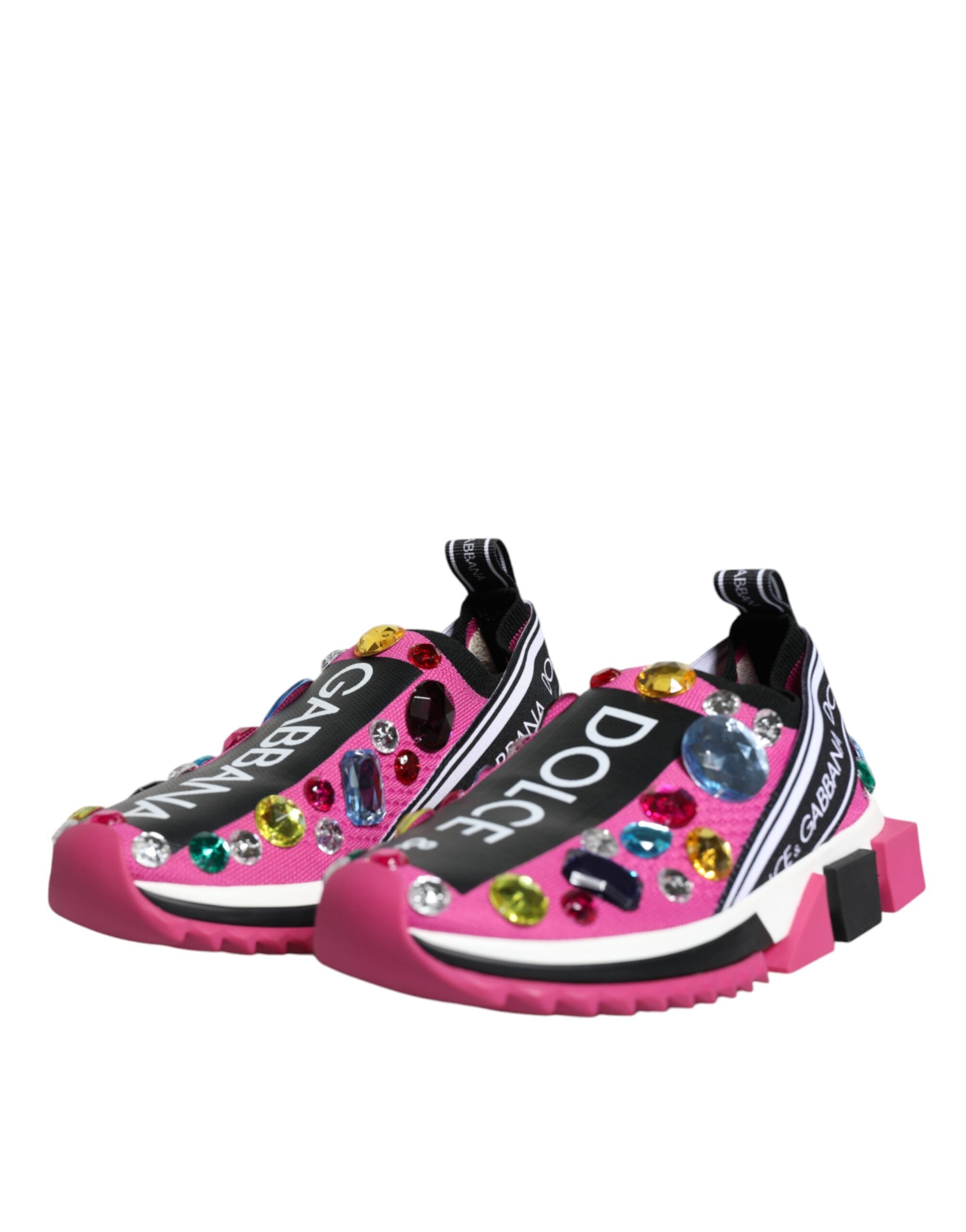 Dolce & Gabbana Pink Sorrento Crystals Low Top Sneakers Shoes -   -  Dolce & Gabbana.