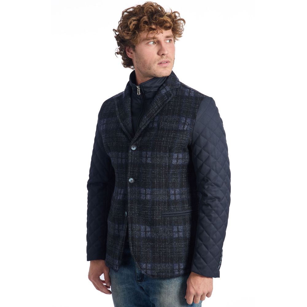 Roberto Pepe Luxury Blue Wool Men Jacket -   -  Roberto Pepe Luxury.