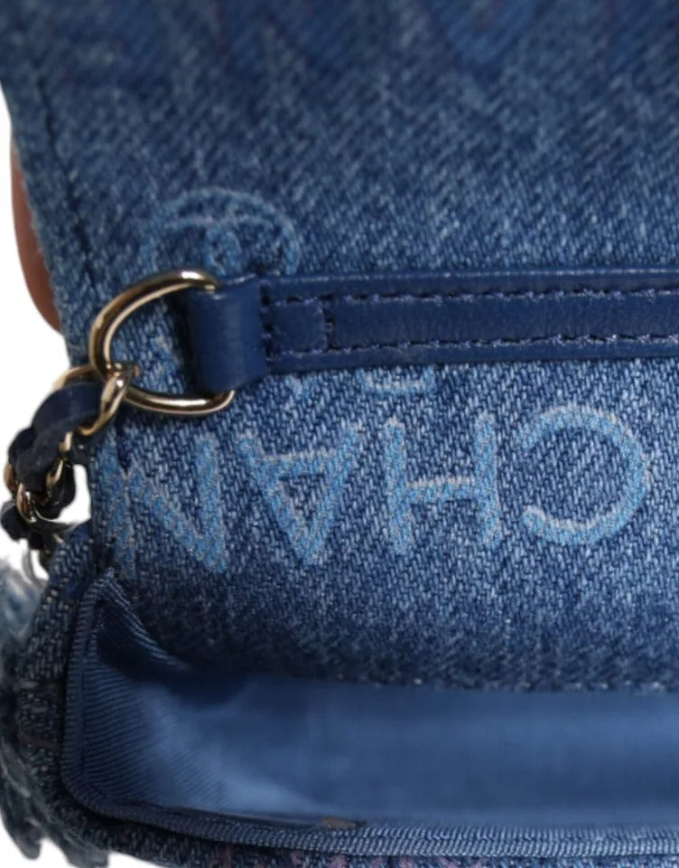 Chanel Denim Mood Flap Micro Logo Printed Fringed Shoulder Bag -  Luxury Shoulder Bag for Women -  Chanel.
