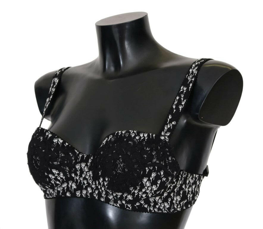 Dolce & Gabbana Black Silk White Lace Stretch Underwear Bra -   -  Dolce & Gabbana.