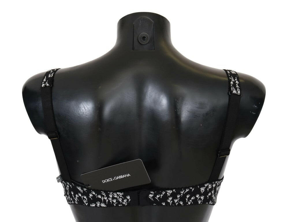 Dolce & Gabbana Black Silk White Lace Stretch Underwear Bra -   -  Dolce & Gabbana.