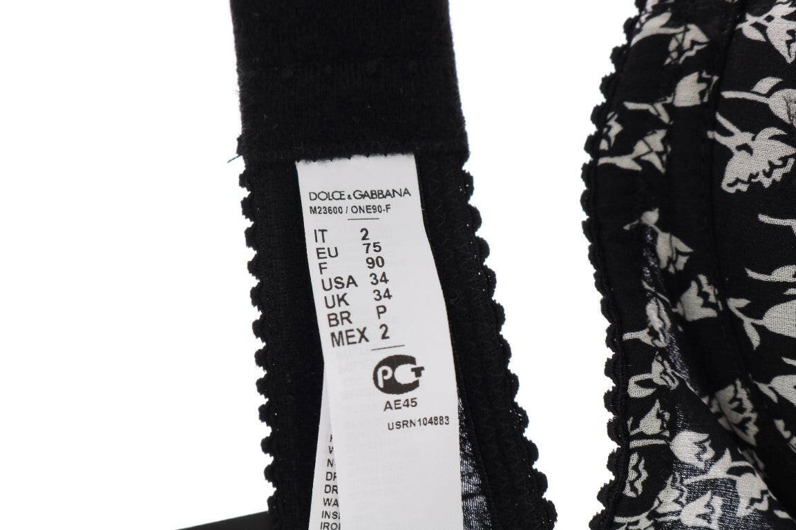 Dolce & Gabbana Black Silk White Lace Stretch Underwear Bra -   -  Dolce & Gabbana.