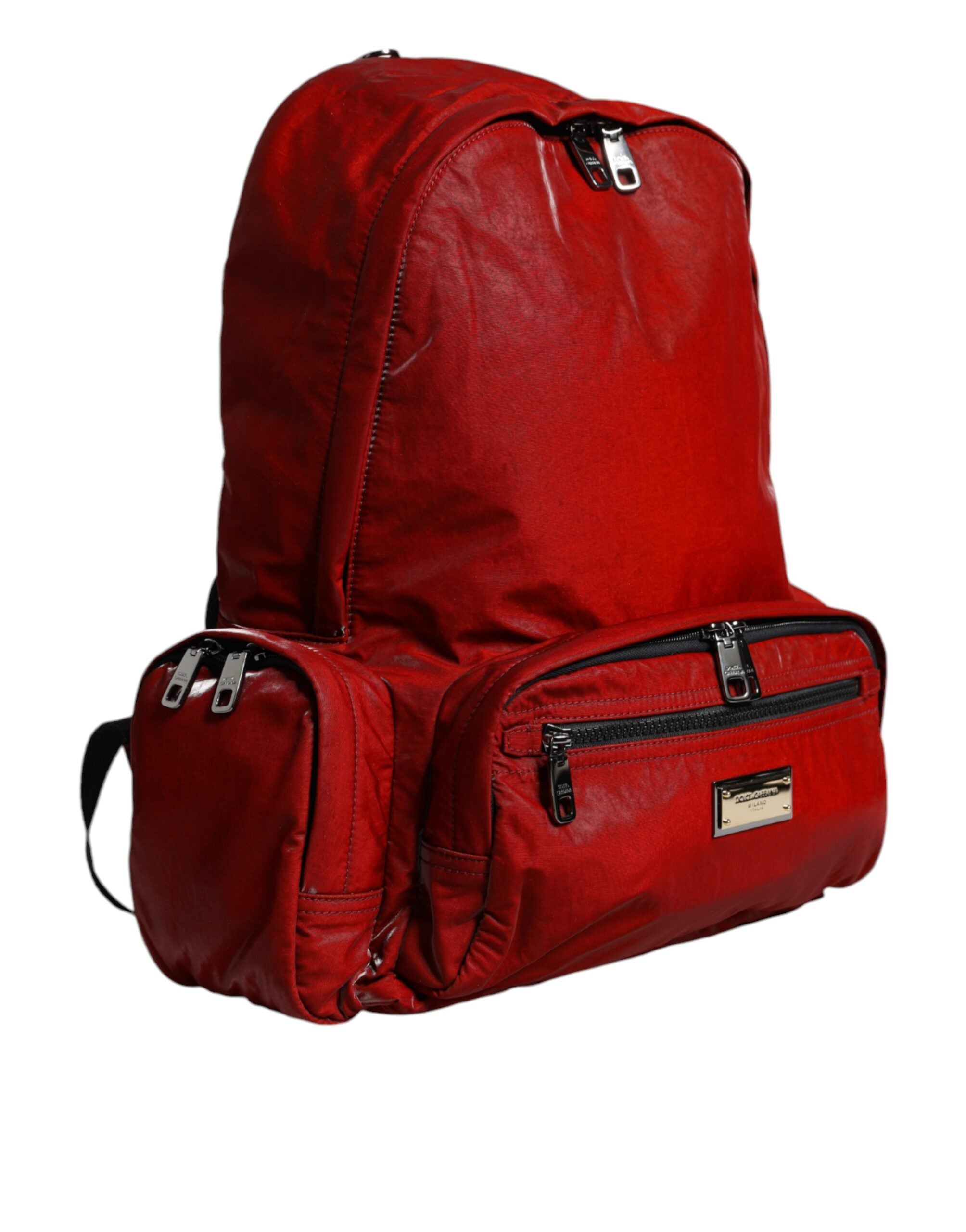 Dolce & Gabbana Red Patent Leather Logo Plaque Backpack Bag -   -  Dolce & Gabbana.