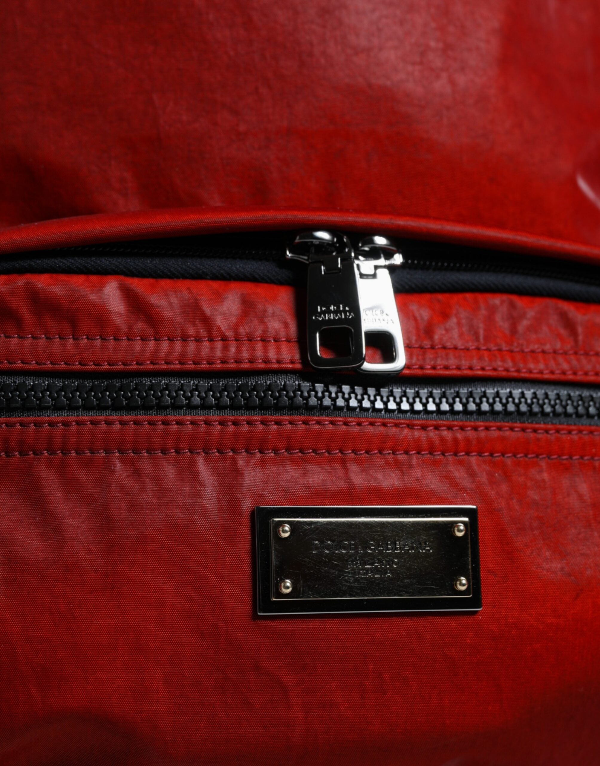 Dolce & Gabbana Red Patent Leather Logo Plaque Backpack Bag -   -  Dolce & Gabbana.