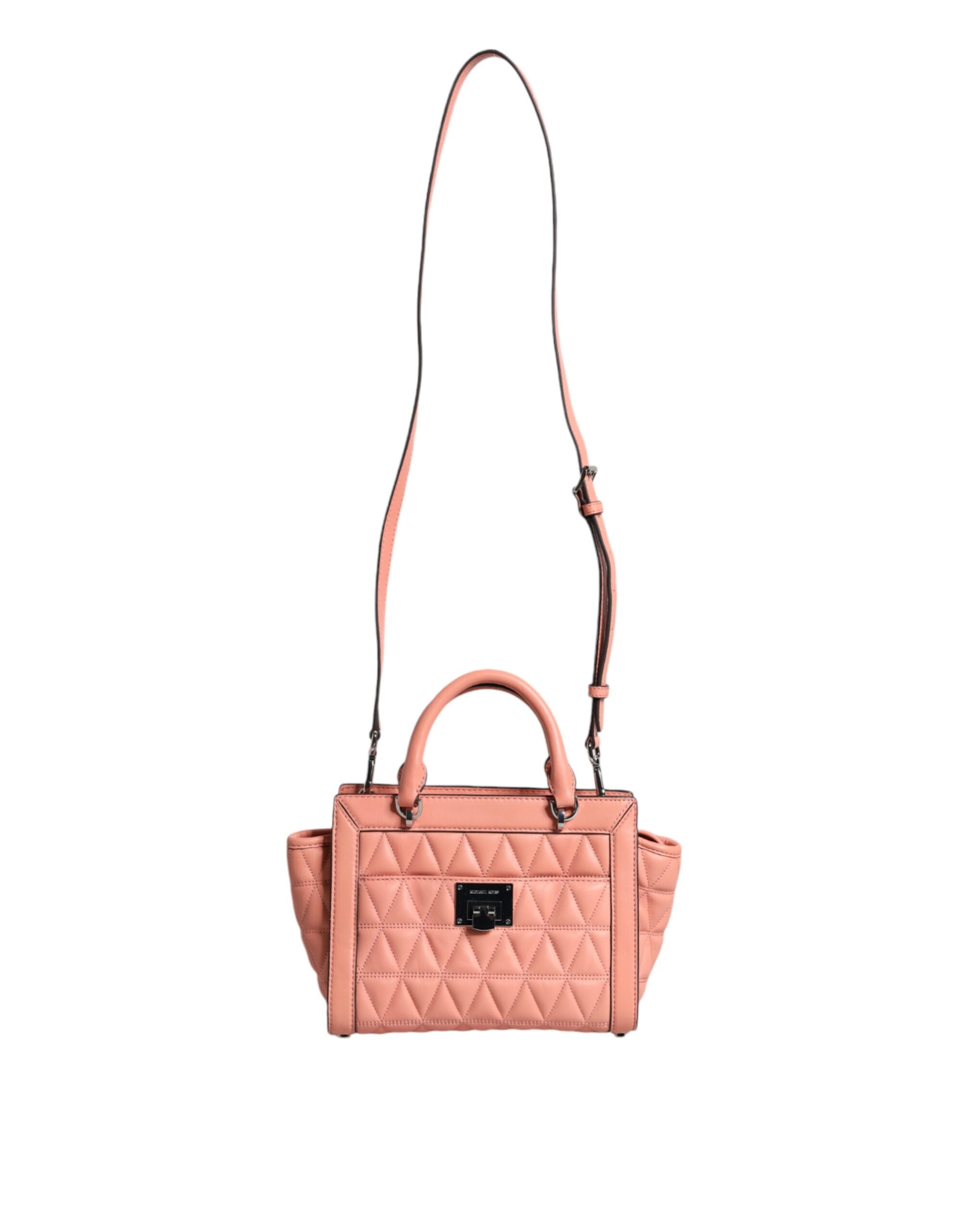 Michael Kors Peach Quilted Leather Logo Crossbody VIVIANNE Messenger Bag -   -  Michael Kors.